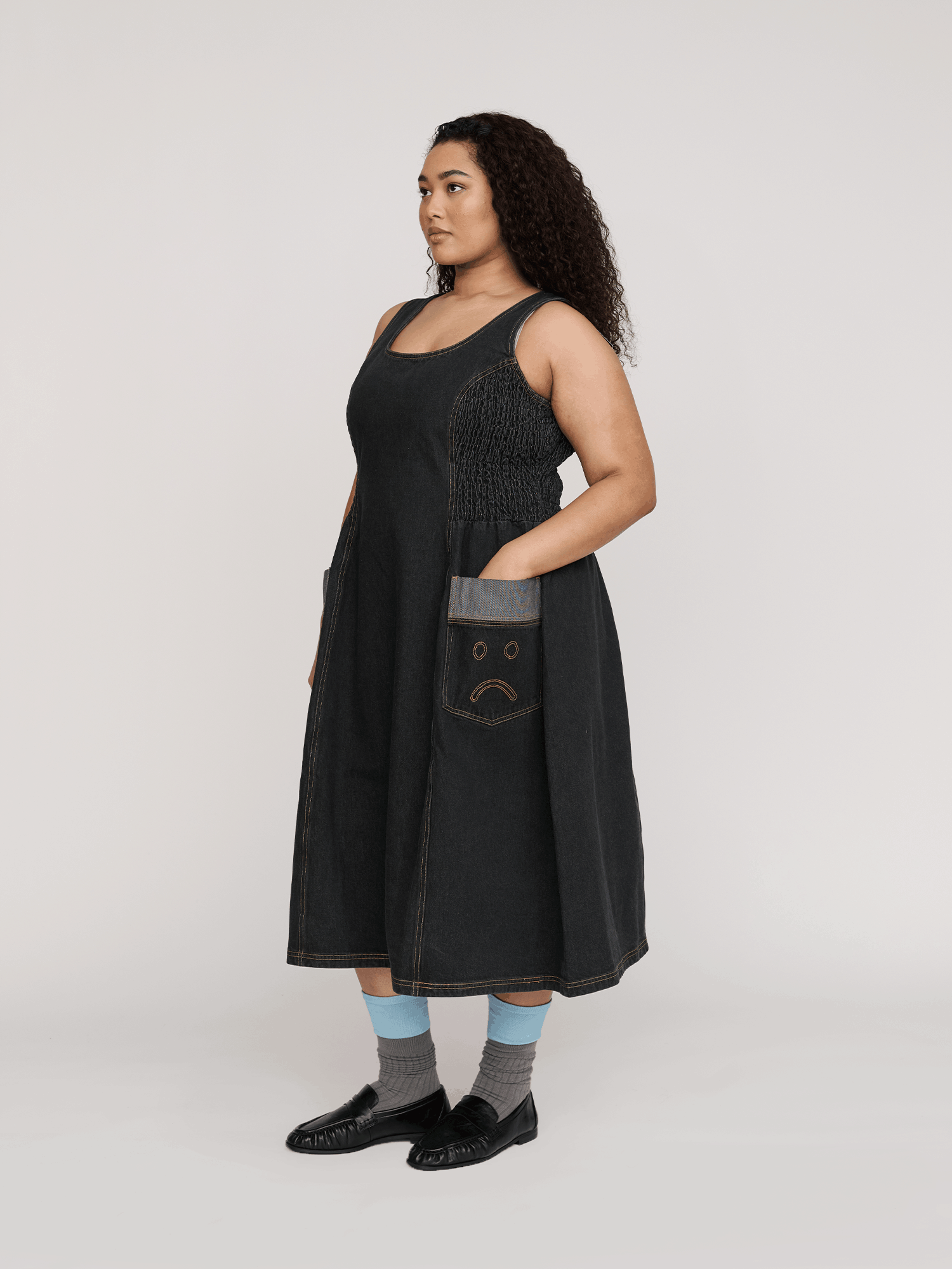 Lazy Oaf Happy Sad Sleeveless Denim Dress