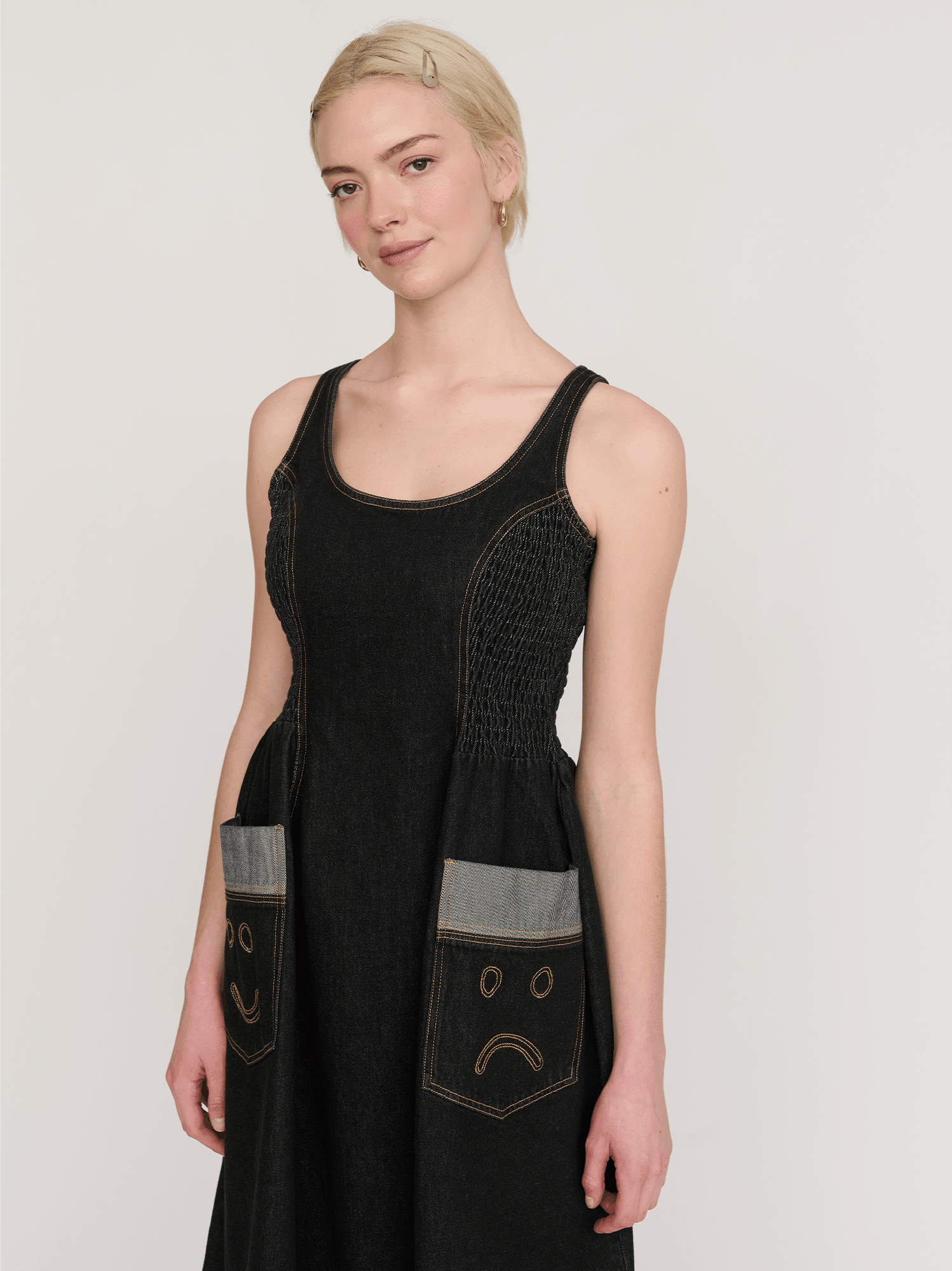 Lazy Oaf Happy Sad Sleeveless Denim Dress