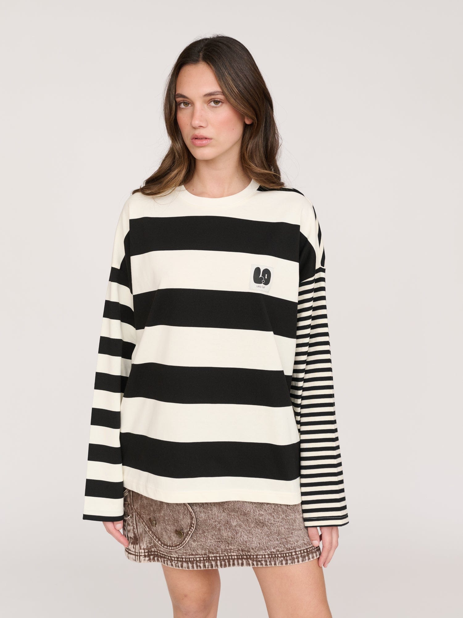 Lazy Oaf Happy Sad Stripe Long Sleeve T - shirt