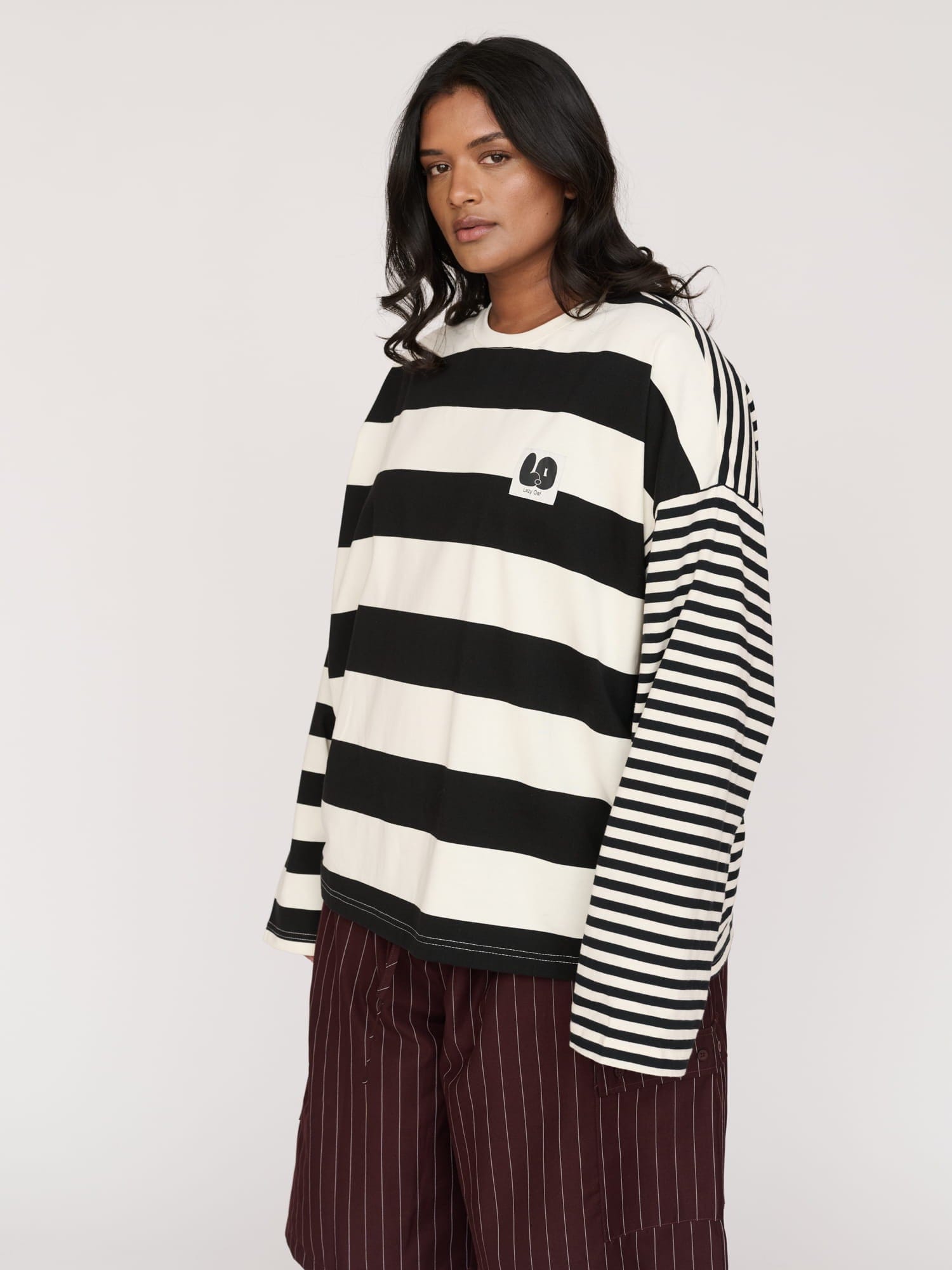 Lazy Oaf Happy Sad Stripe Long Sleeve T - shirt