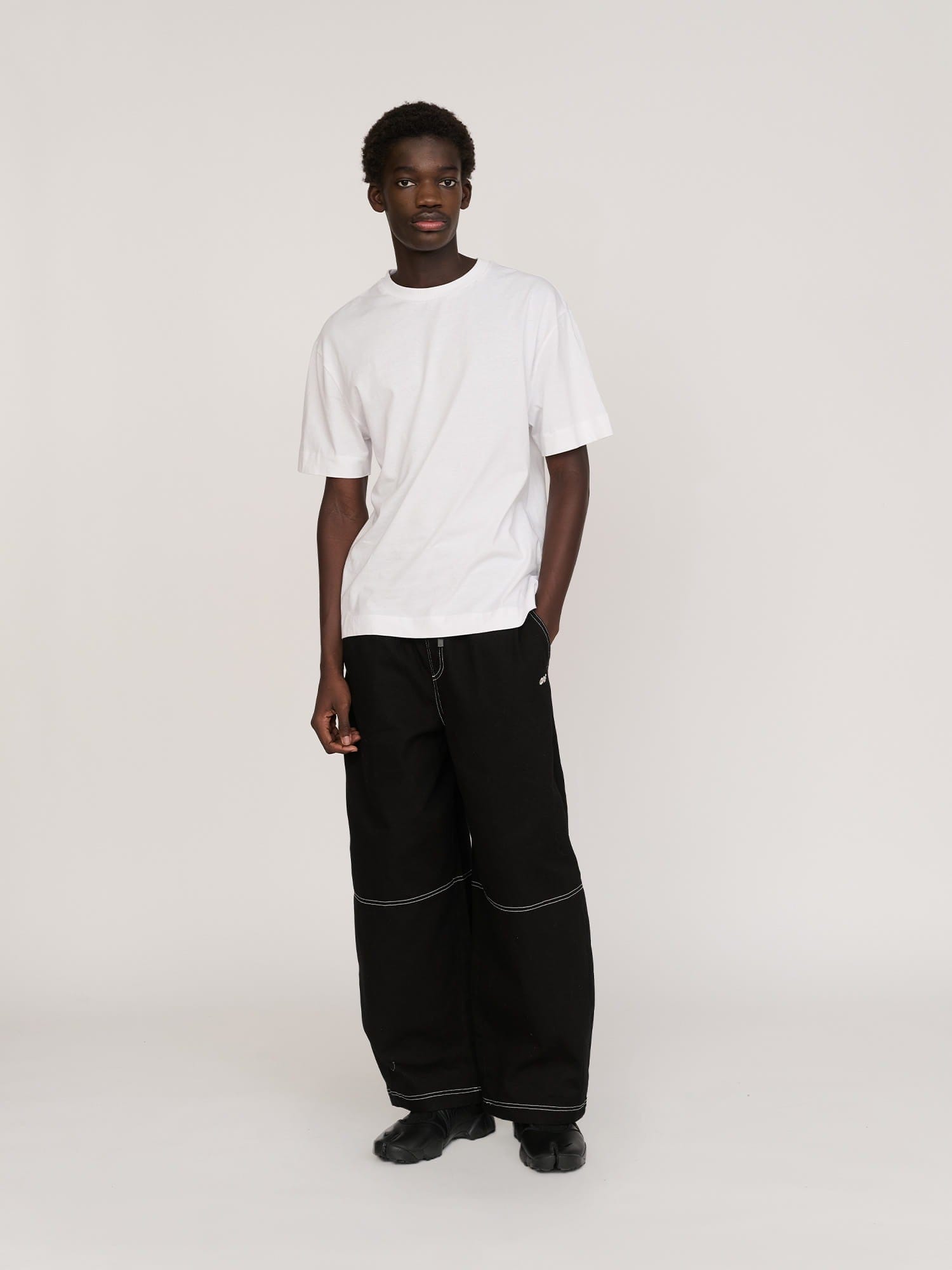 Lazy Oaf Bev Black Contrast Stitch Barrel Trousers