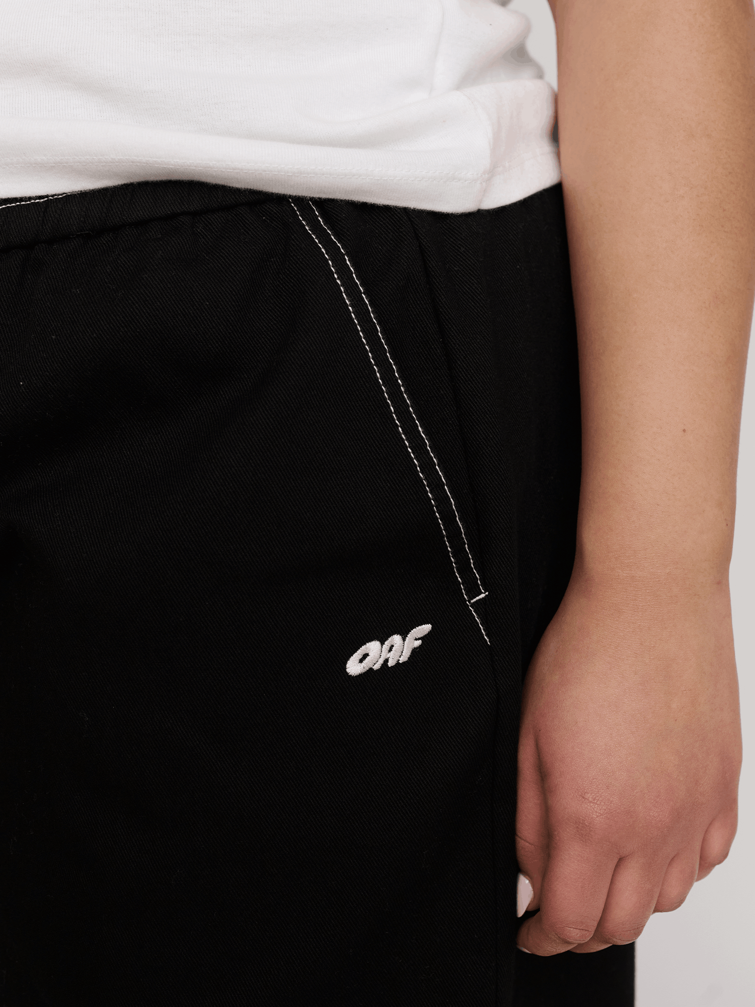 Lazy Oaf Bev Black Contrast Stitch Barrel Trousers