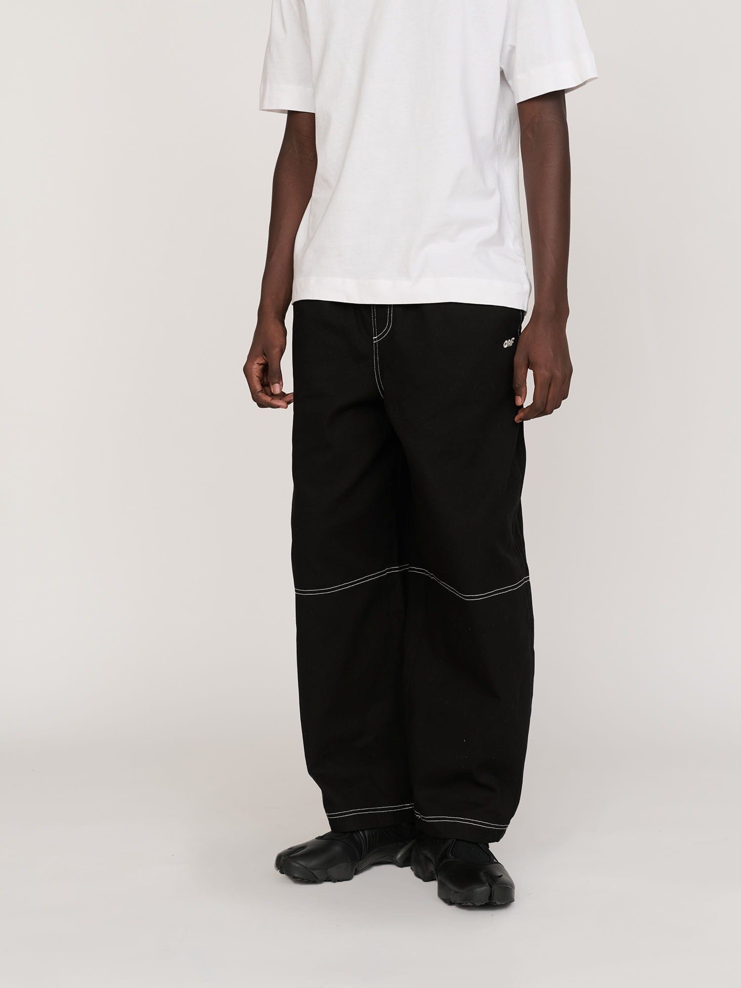 Lazy Oaf Bev Black Contrast Stitch Barrel Trousers
