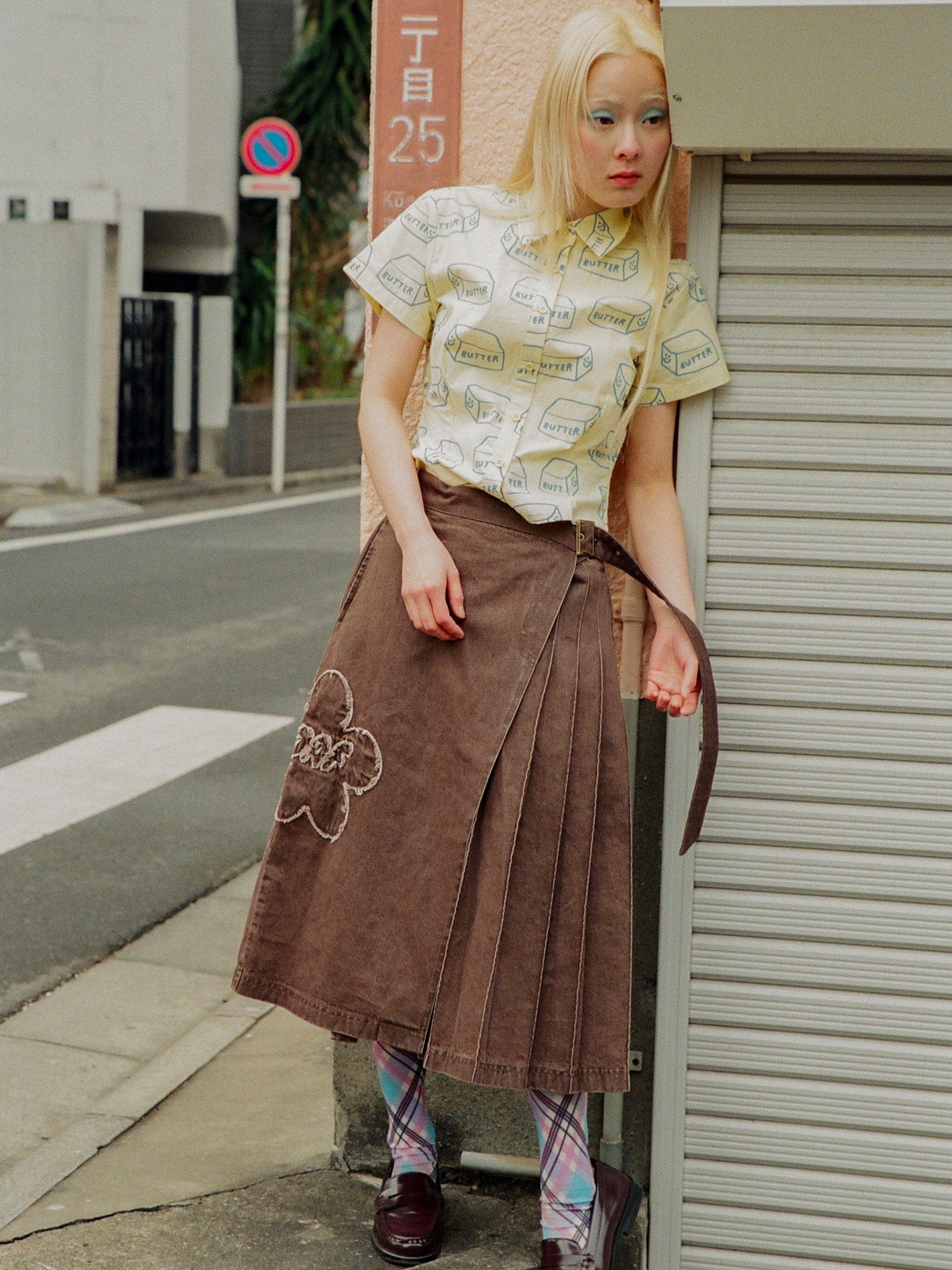 Lazy Oaf Wrap Pleated Midi Skirt
