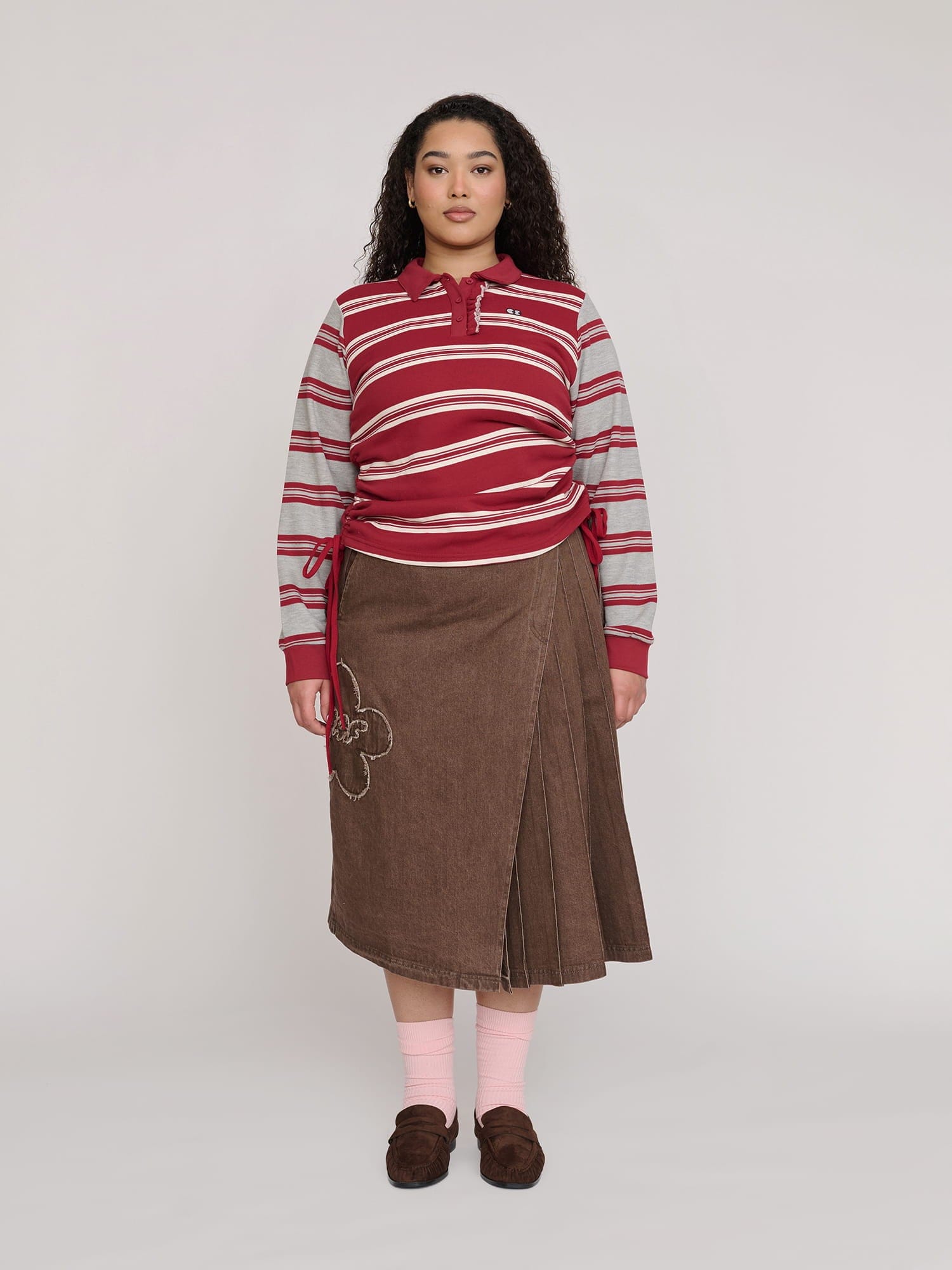 Lazy Oaf Wrap Pleated Midi Skirt