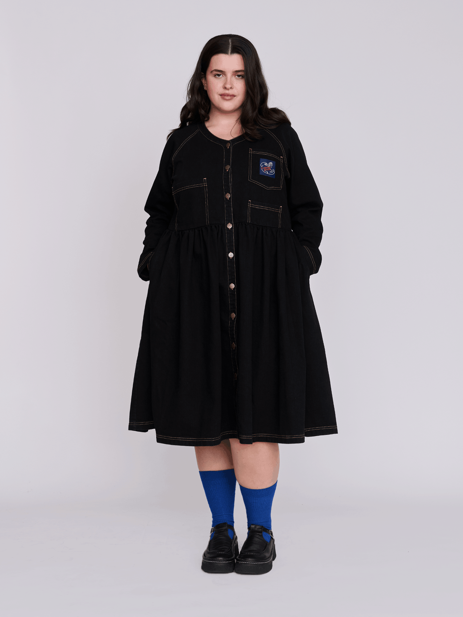 Lazy Oaf Denim Button Through Dress