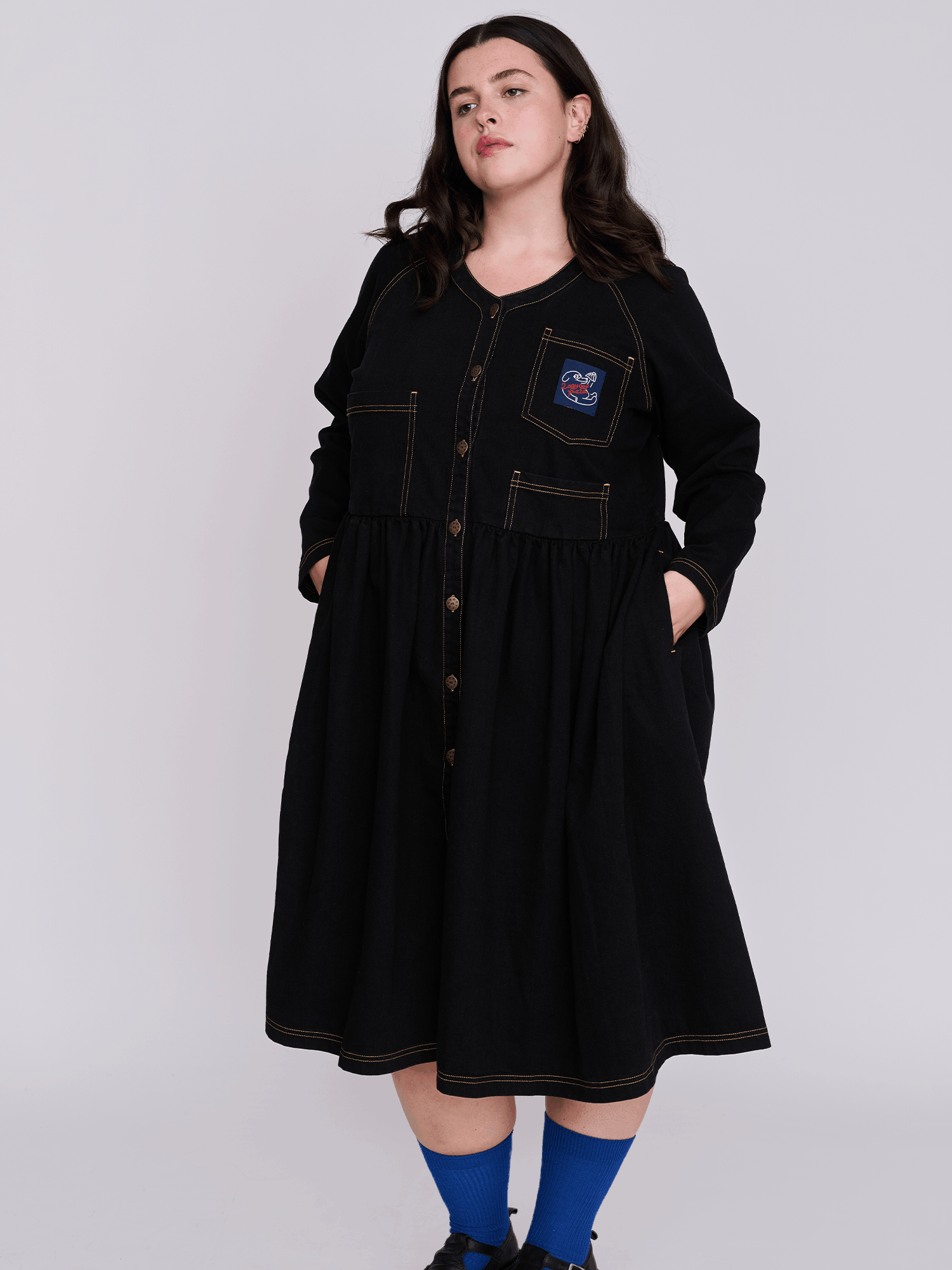 Lazy Oaf Denim Button Through Dress