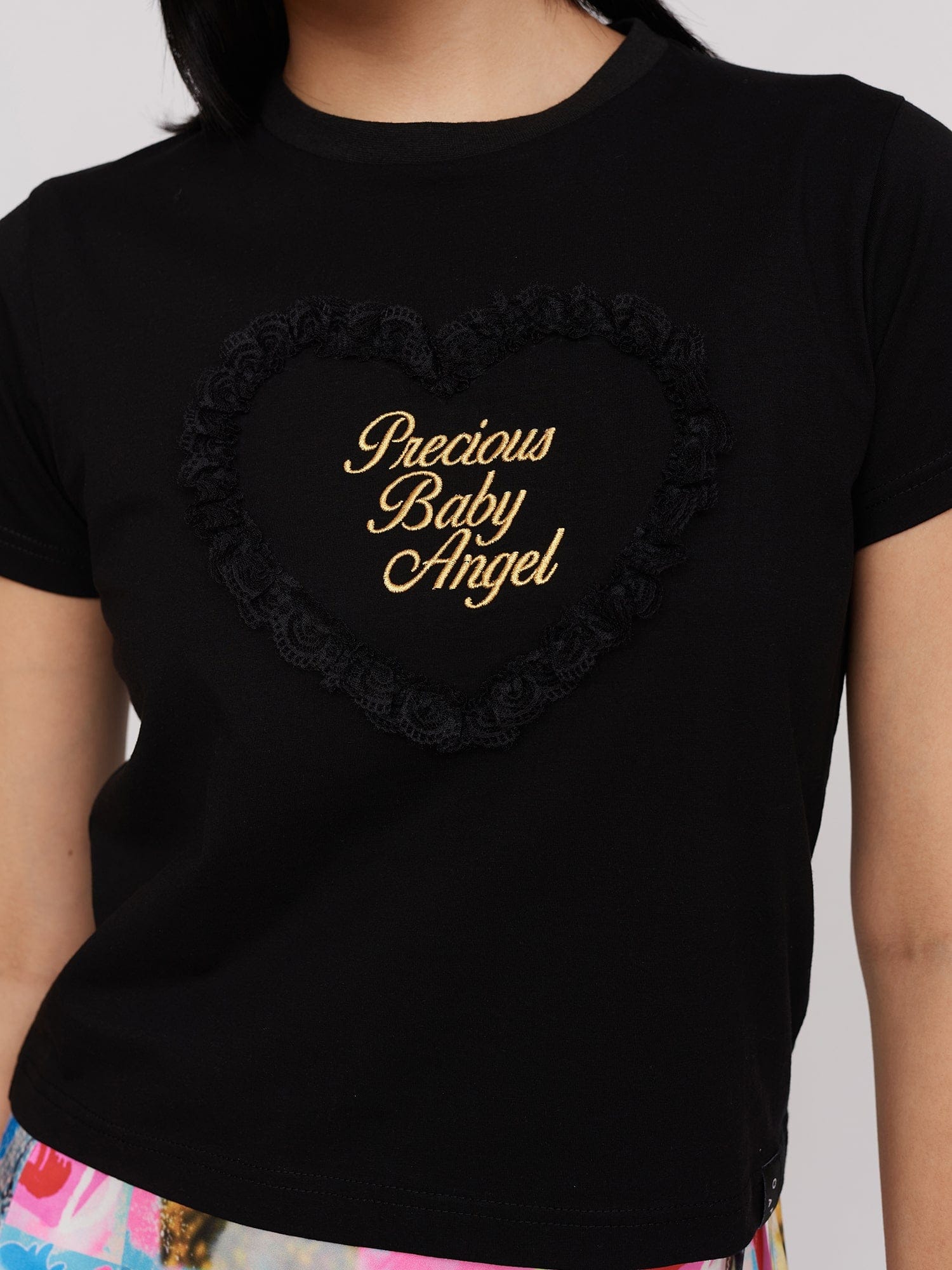 Lazy Oaf Black Precious Baby Angel Fitted T-Shirt - PRE - ORDER