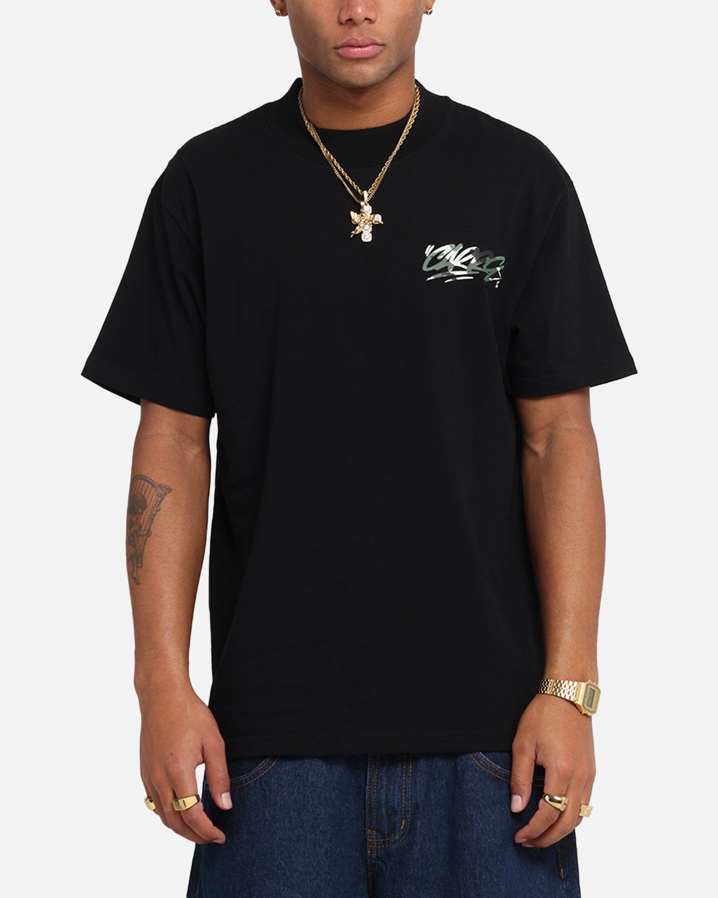Carre Tag Mockneck T - Shirt Black