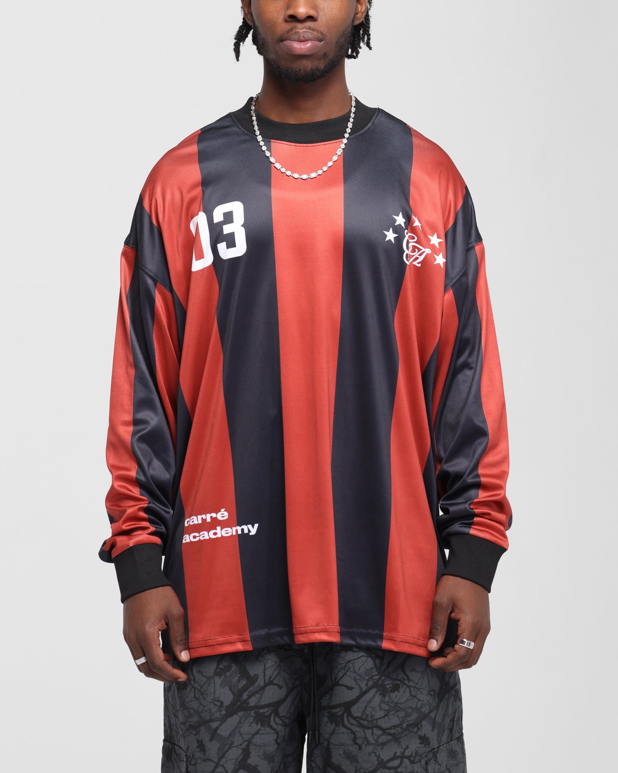Carre Academy Oversized Long Sleeve T - Shirt Red/Black