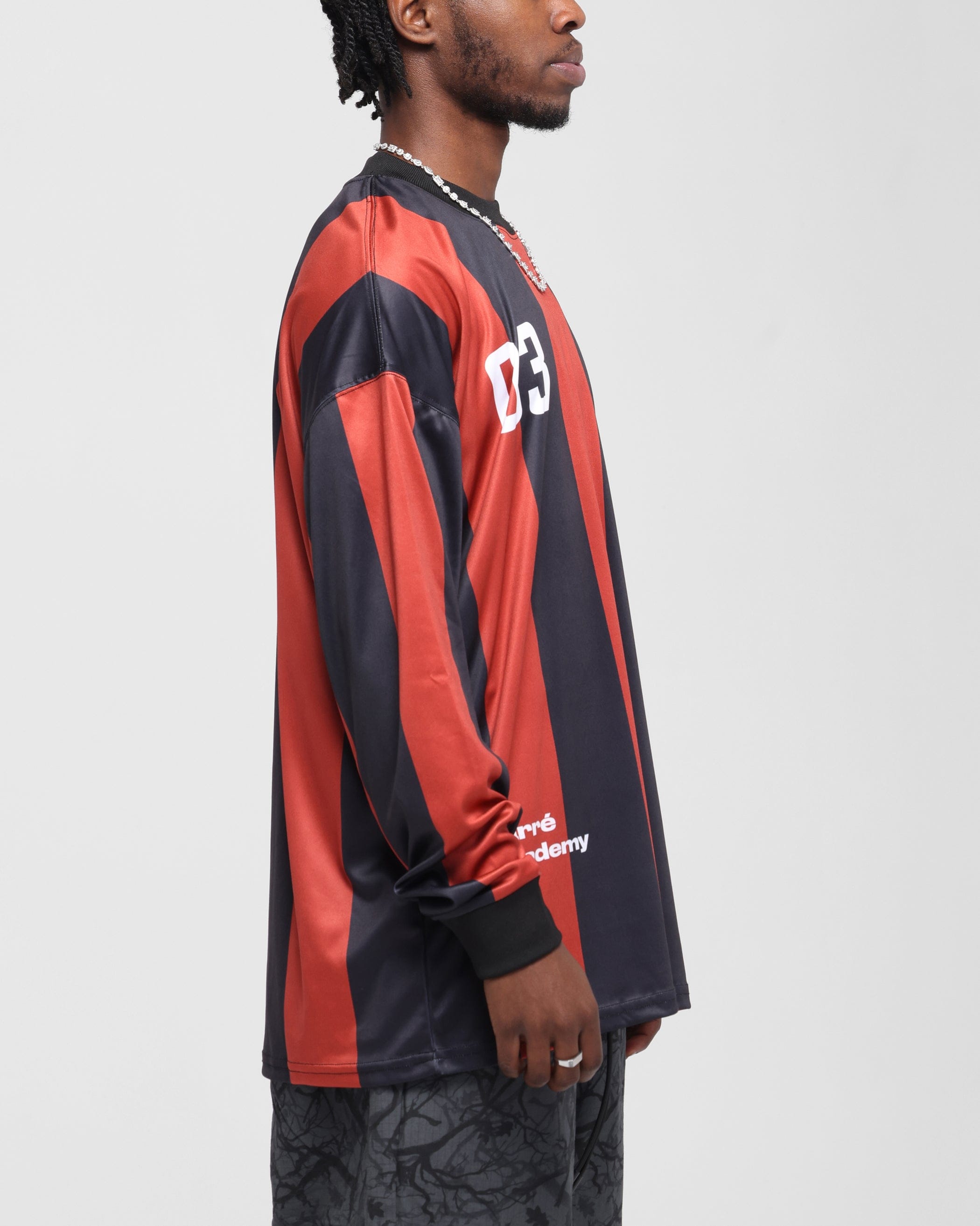 Carre Academy Oversized Long Sleeve T - Shirt Red/Black