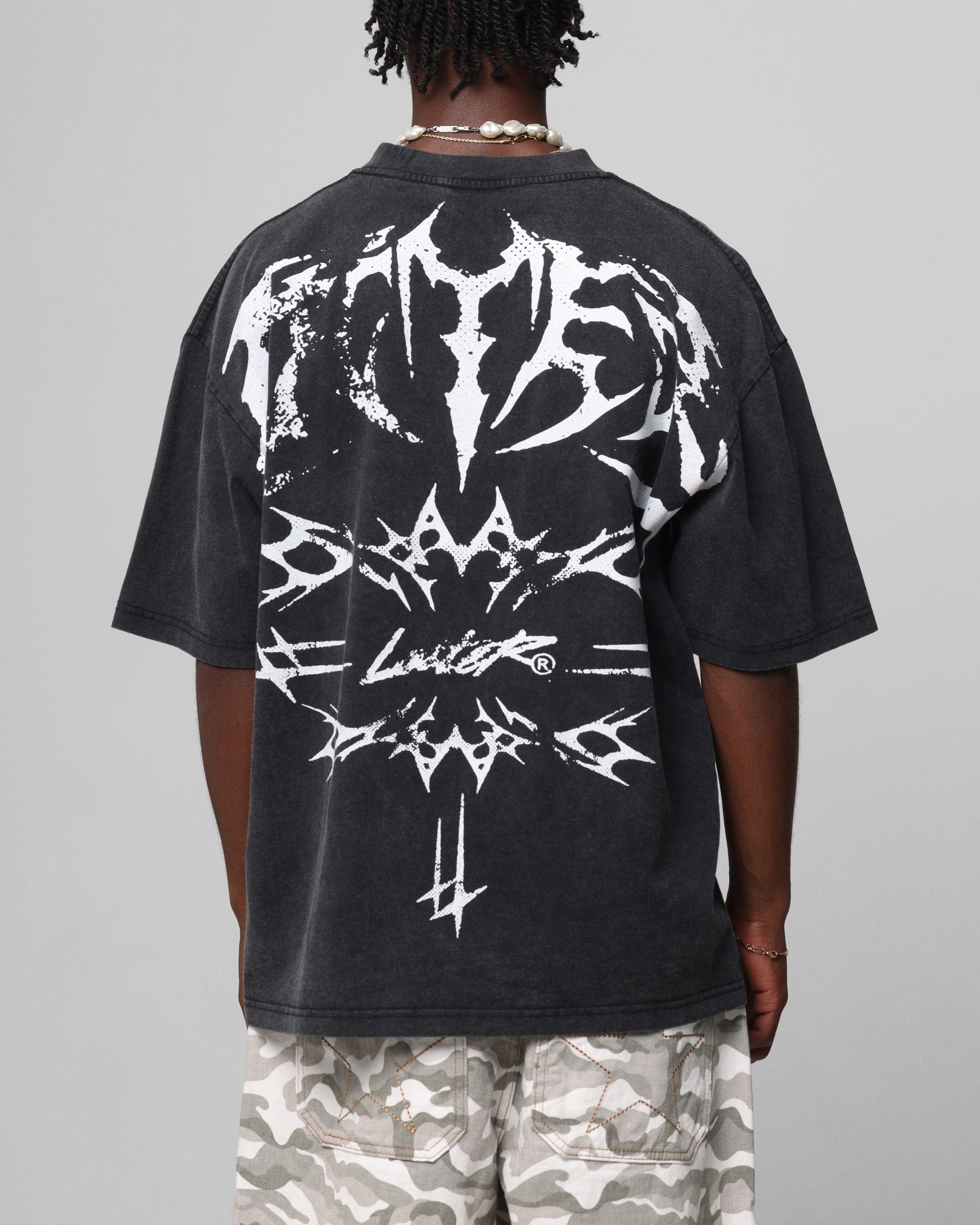 Loiter Metal Stacked Vintage T - Shirt Vintage Black