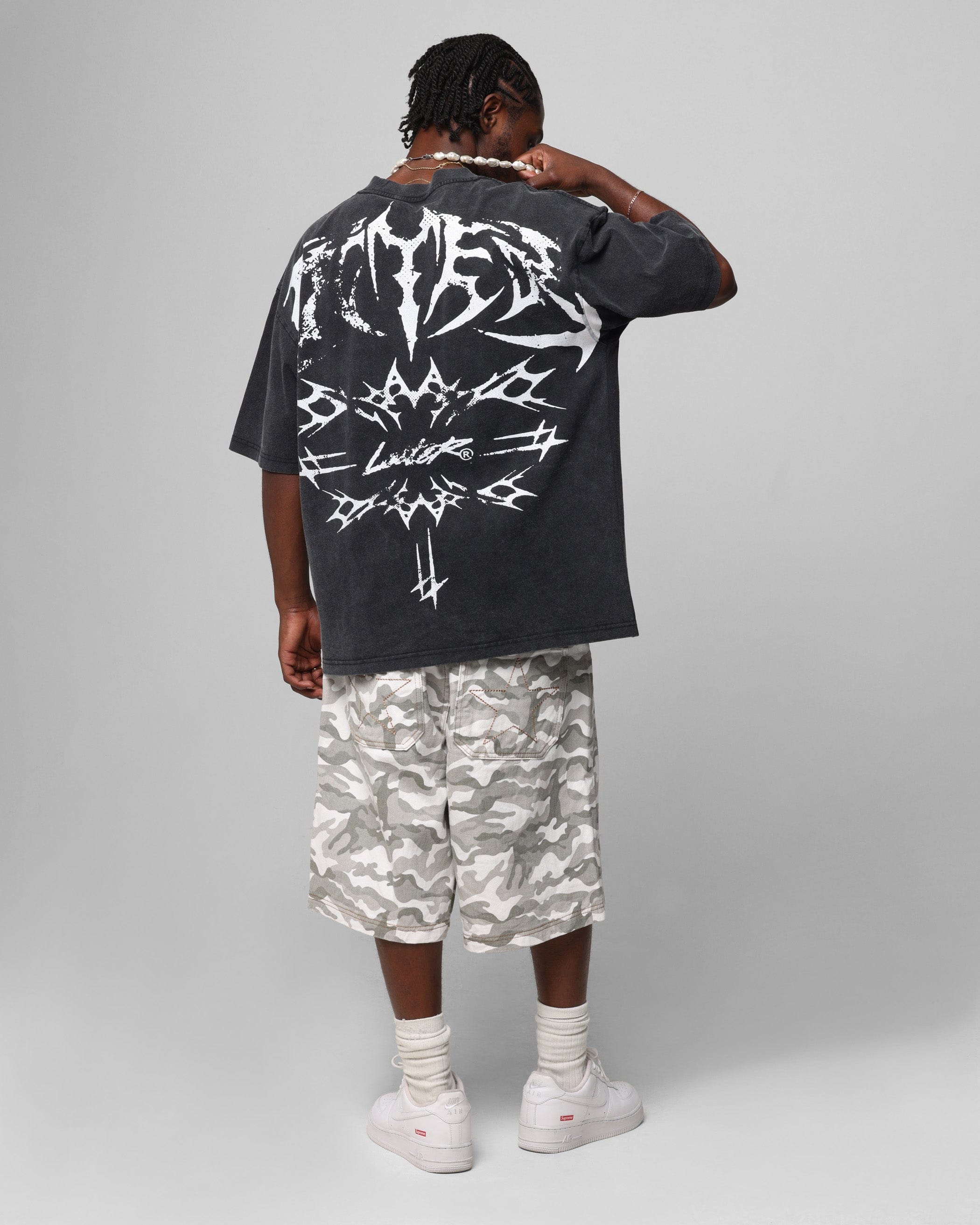 Loiter Metal Stacked Vintage T - Shirt Vintage Black