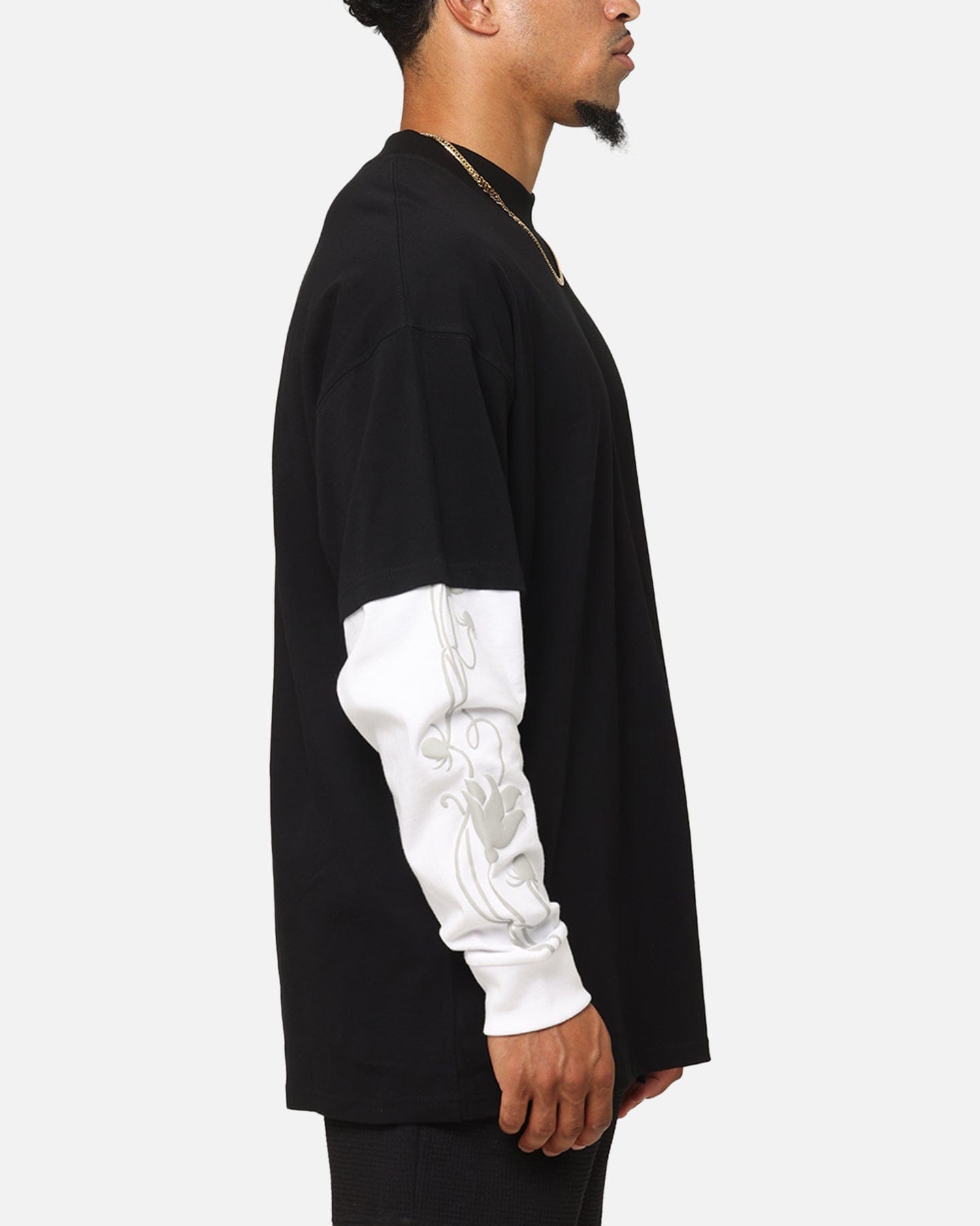 Carre Rosebowl Layered Long Sleeve T - Shirt Black/White
