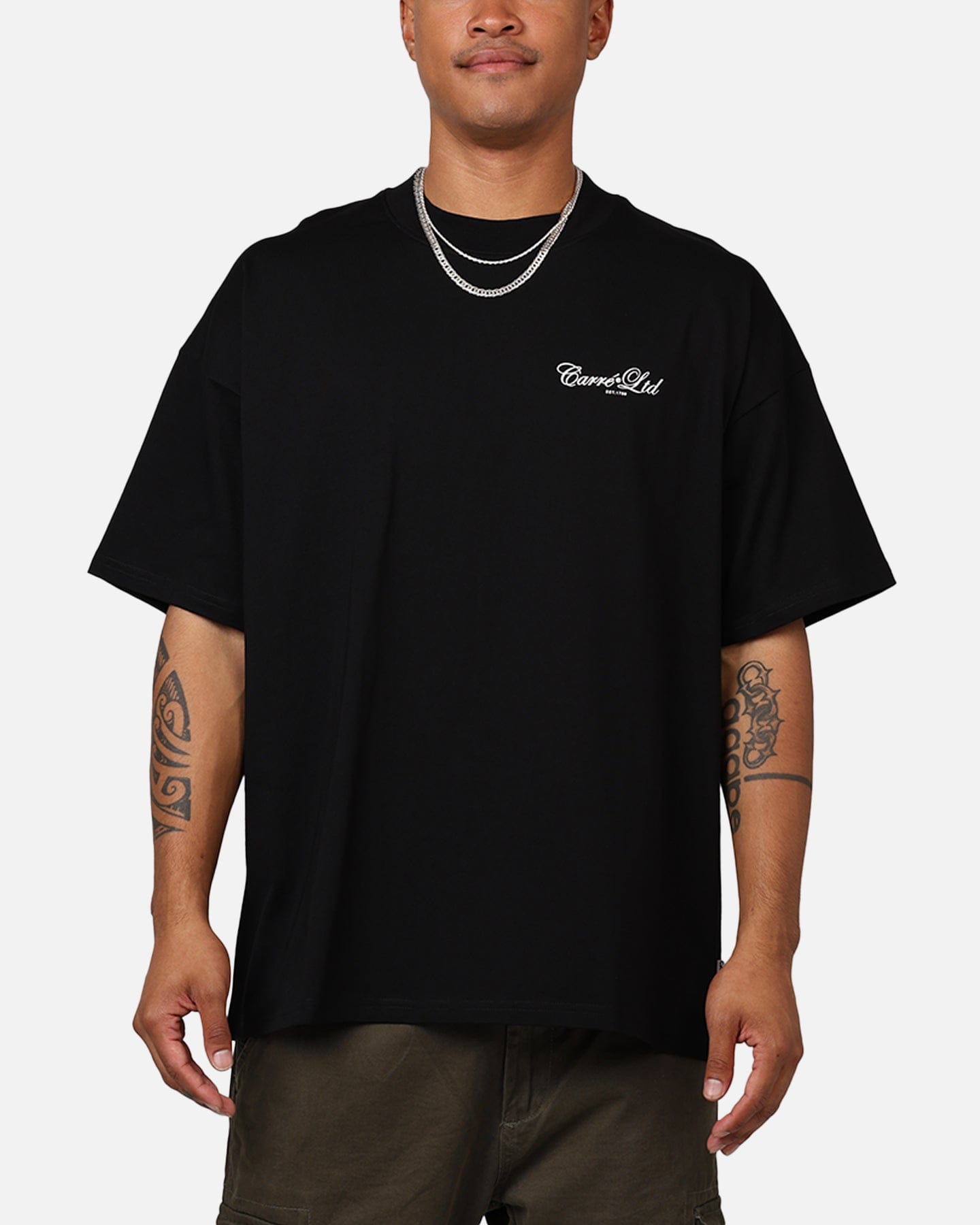 Carre Side Script Oversized T - Shirt Black