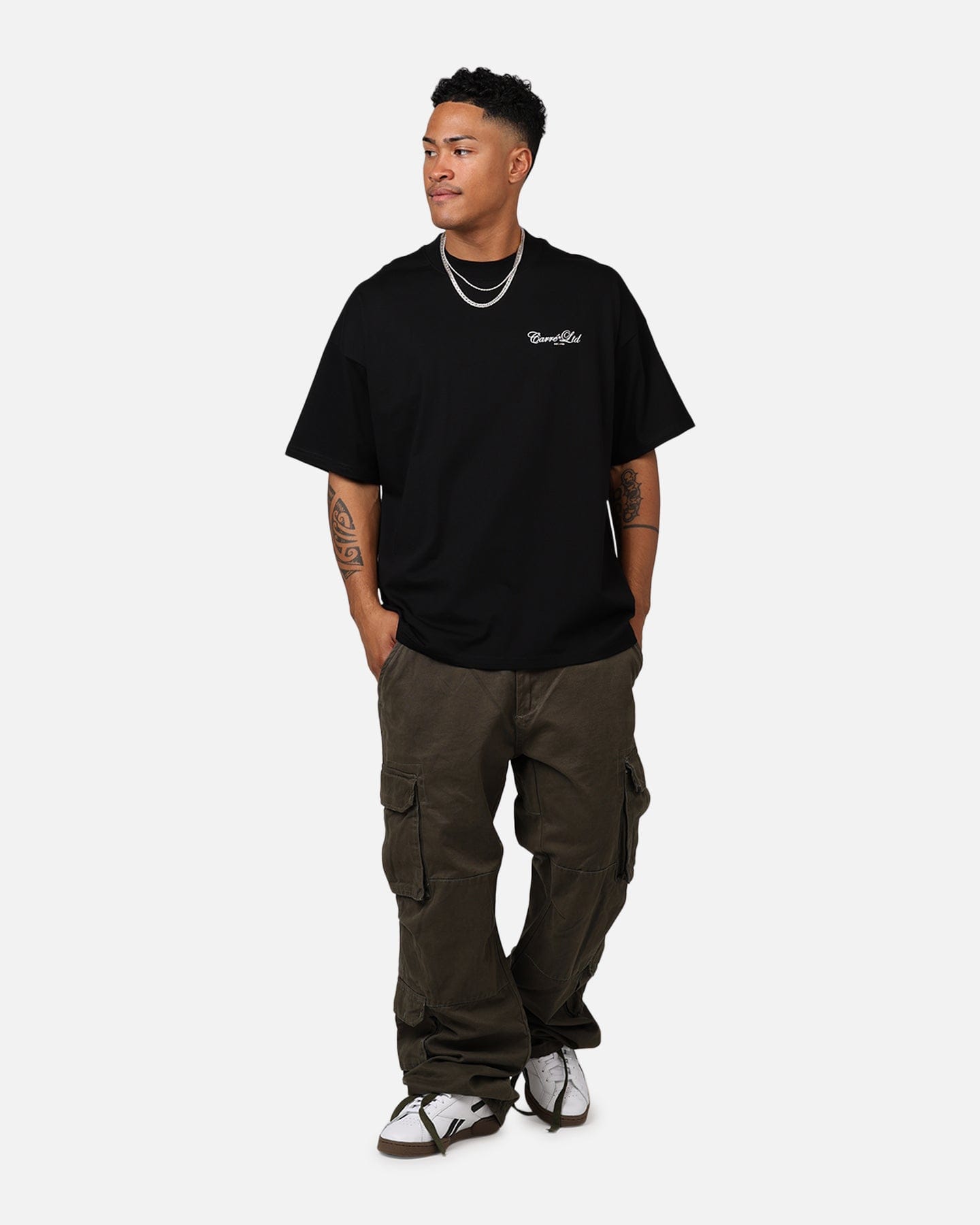 Carre Side Script Oversized T - Shirt Black