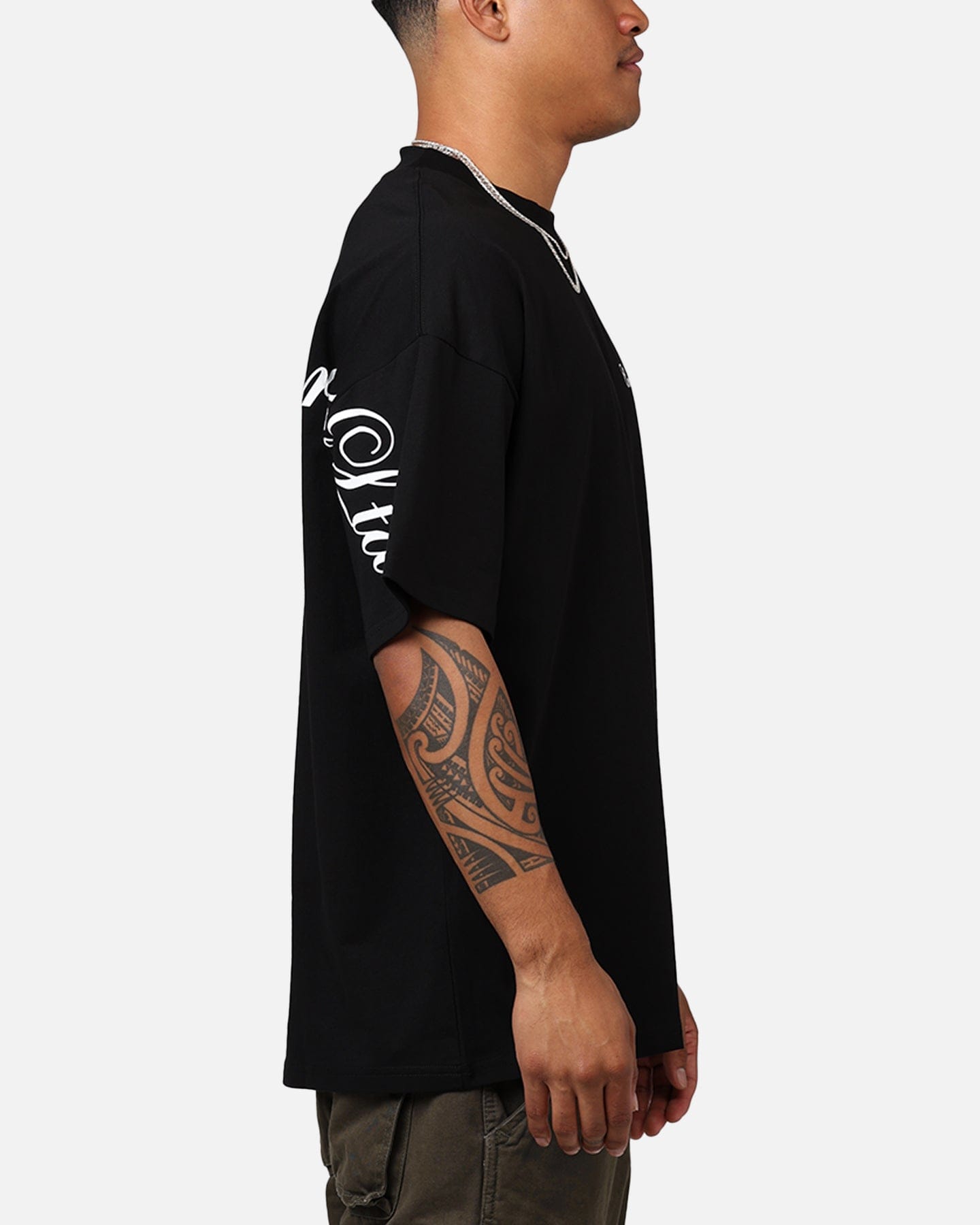 Carre Side Script Oversized T - Shirt Black