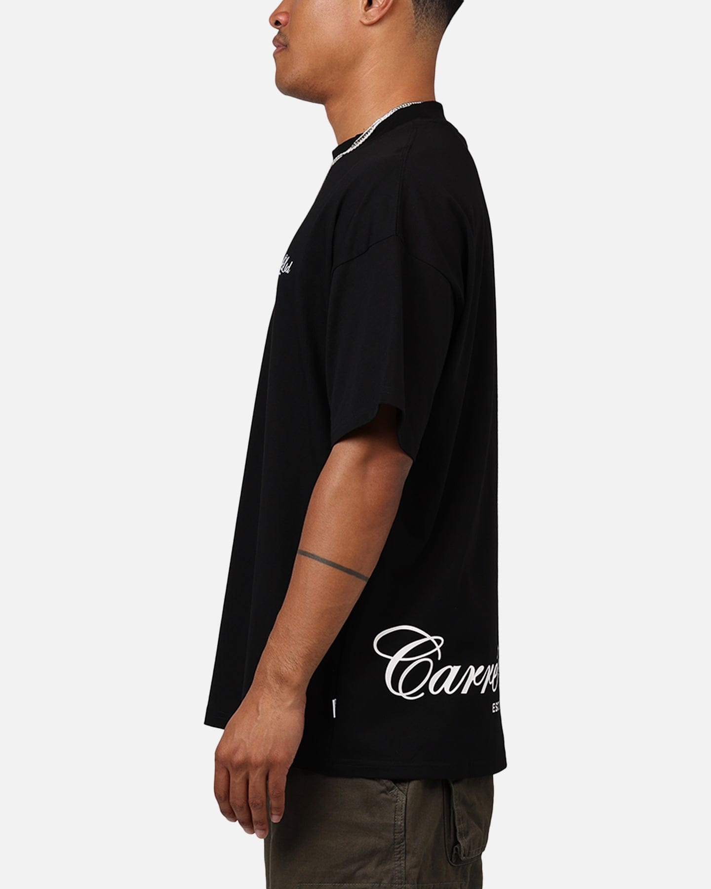 Carre Side Script Oversized T - Shirt Black