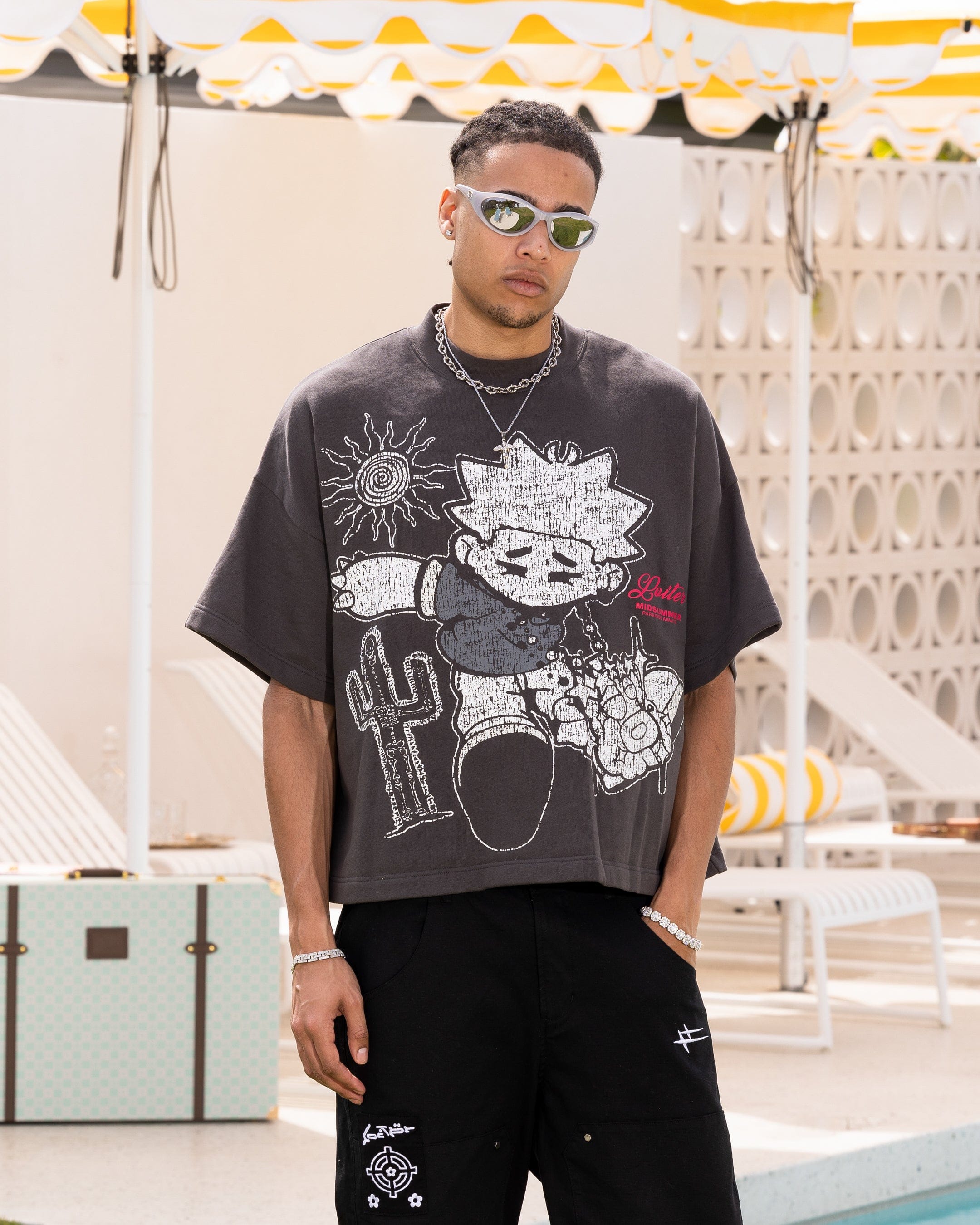 Loiter Palm Spring Box T - Shirt Charcoal