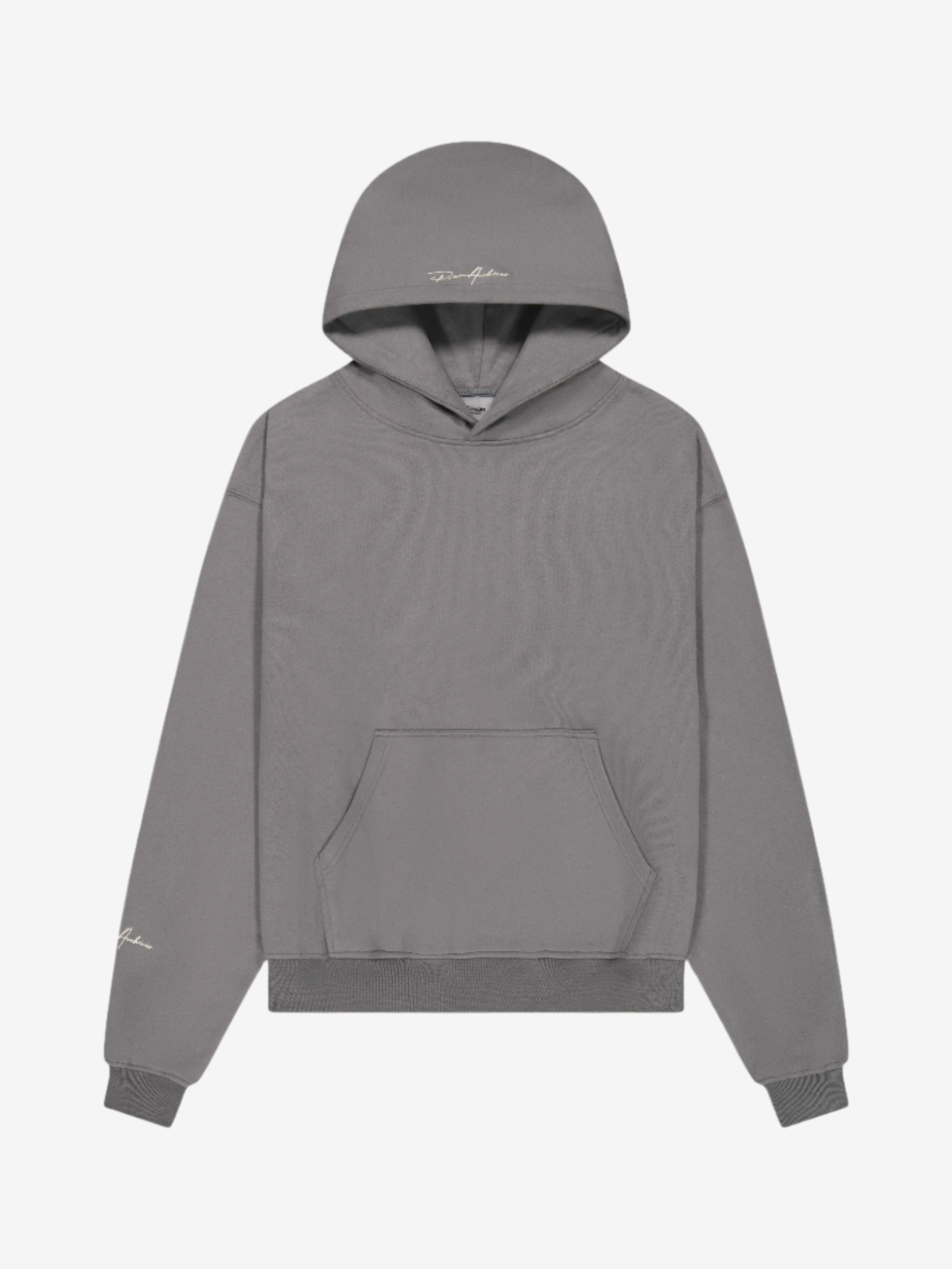 Prior Archives Prior Embroidery Logo Oversized Cropped Hoodie Slate