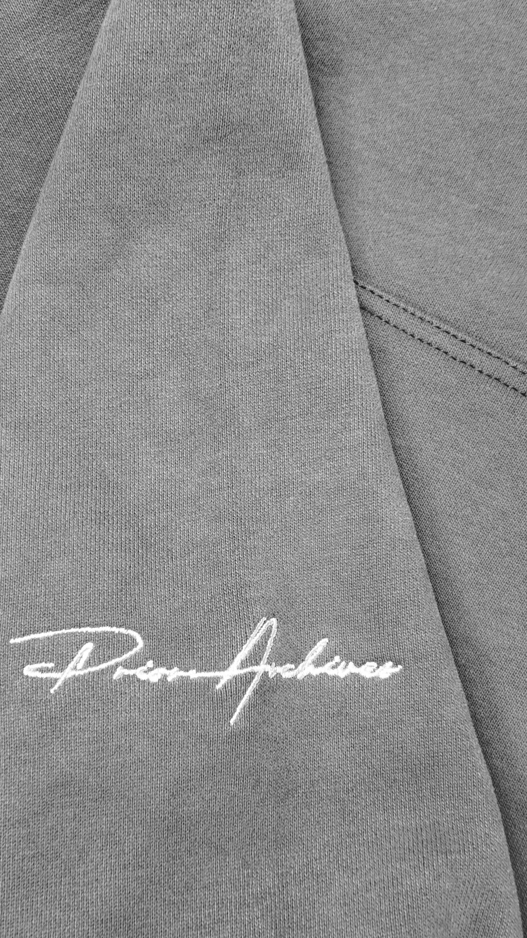 Prior Archives Prior Embroidery Logo Oversized Cropped Hoodie Slate