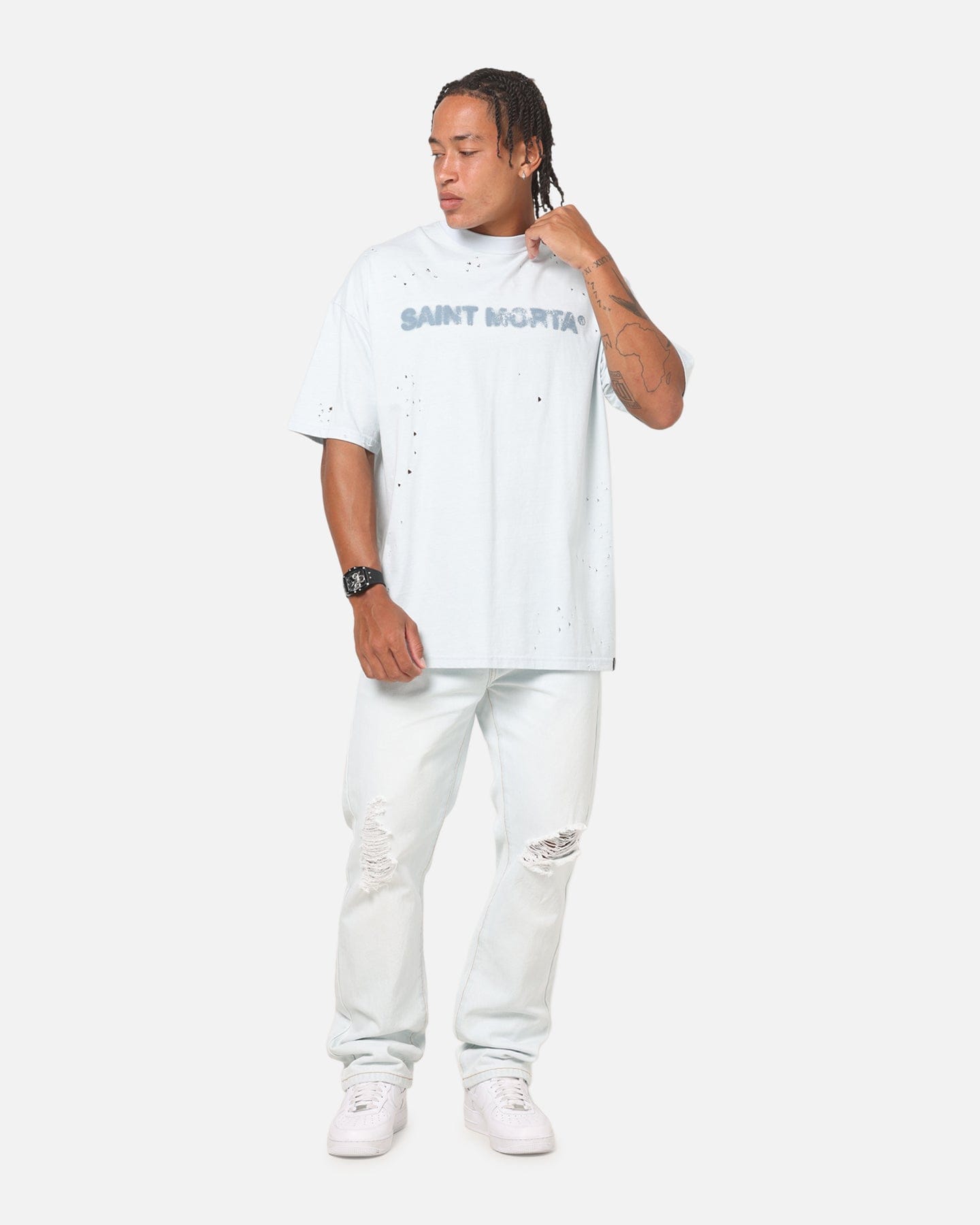 Saint Morta Apocalypse Boxy T - Shirt Washed Blue