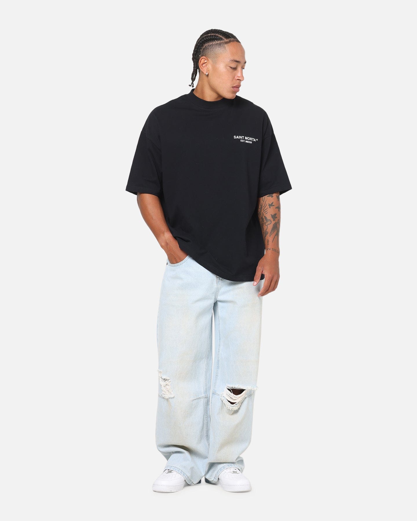 Saint Morta Departed Boxy T - Shirt Black/Grey