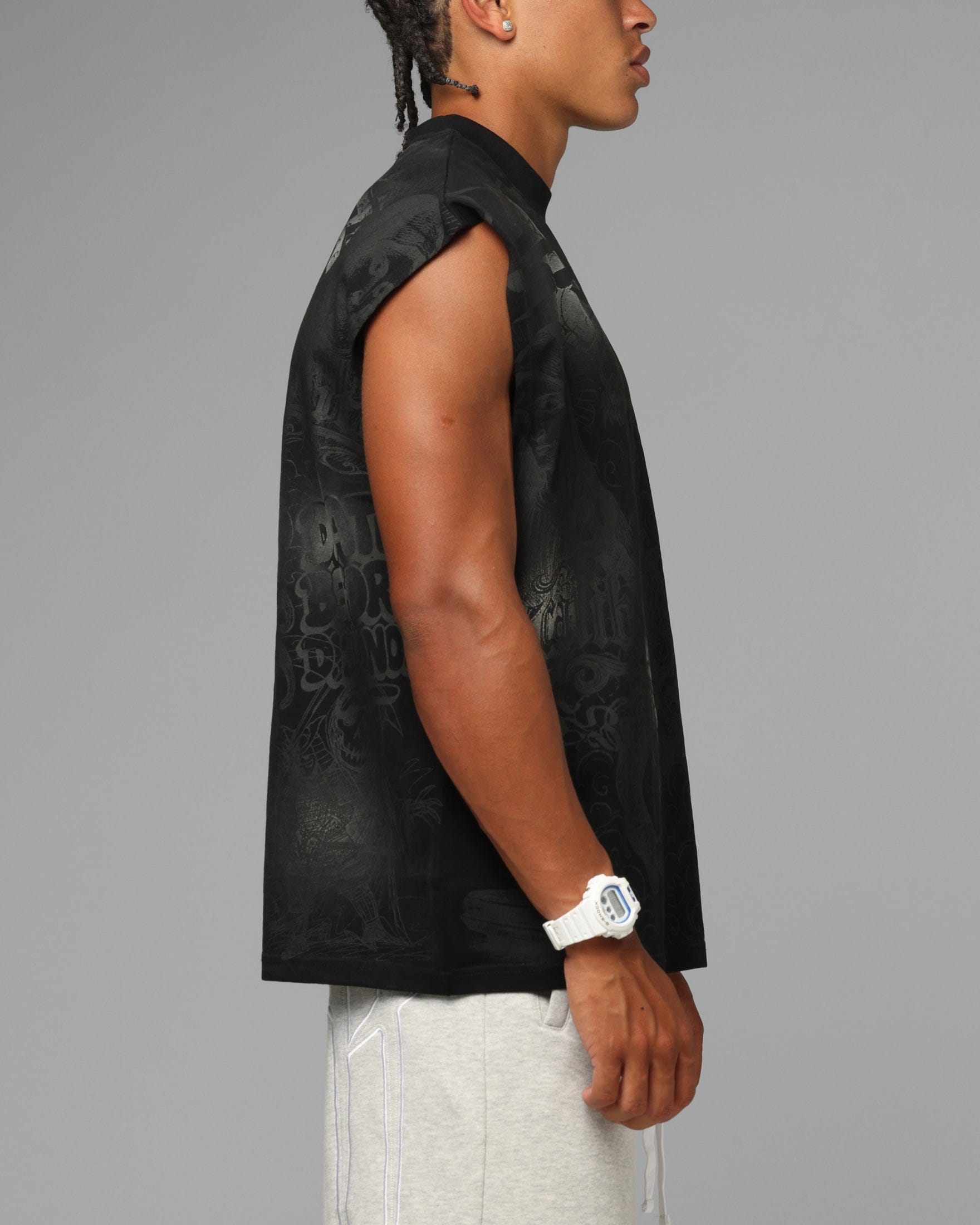 Loiter Sketch Book Muscle T - Shirt Black