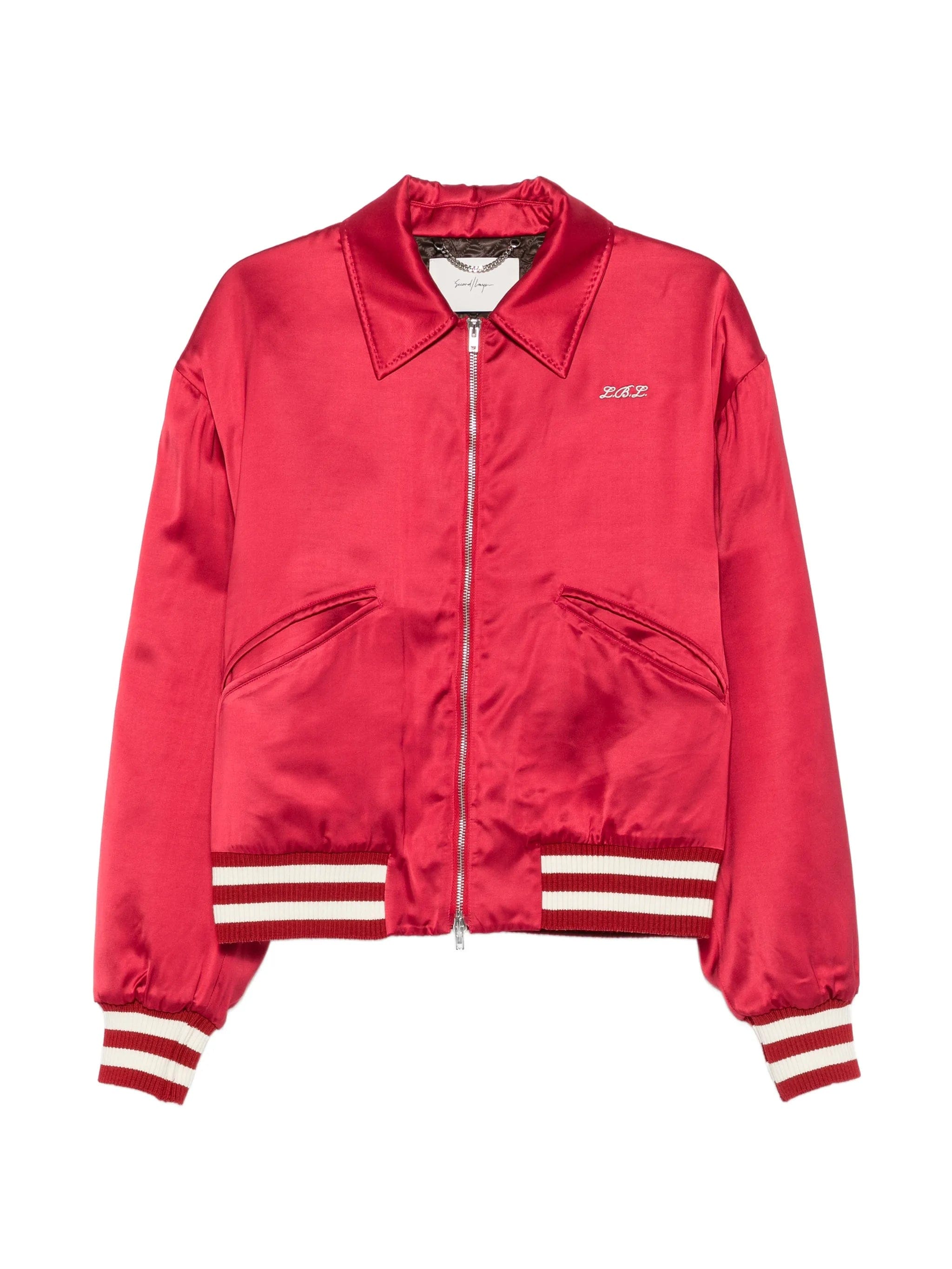Second/layer satin - finish embroidered bomber jacket