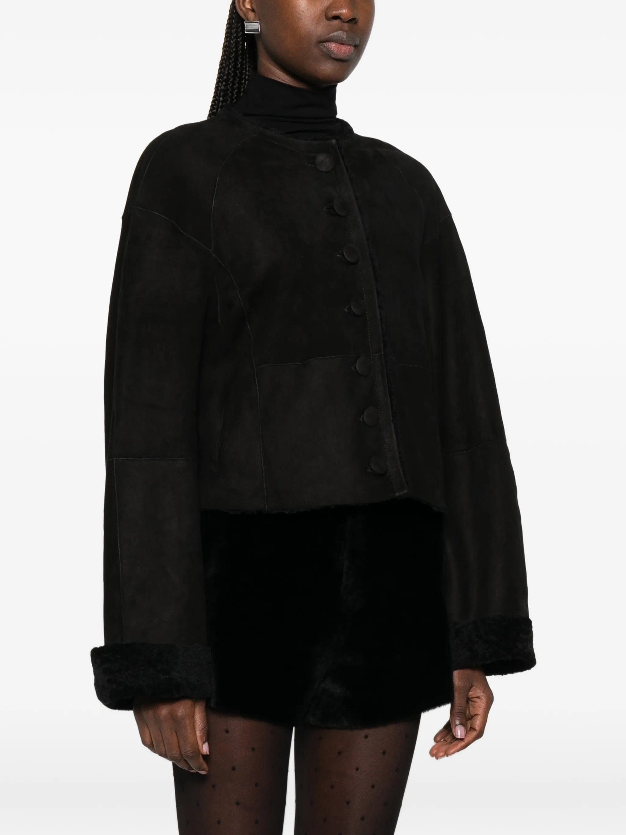 Nour Hammour Willow buttoned leather jacket