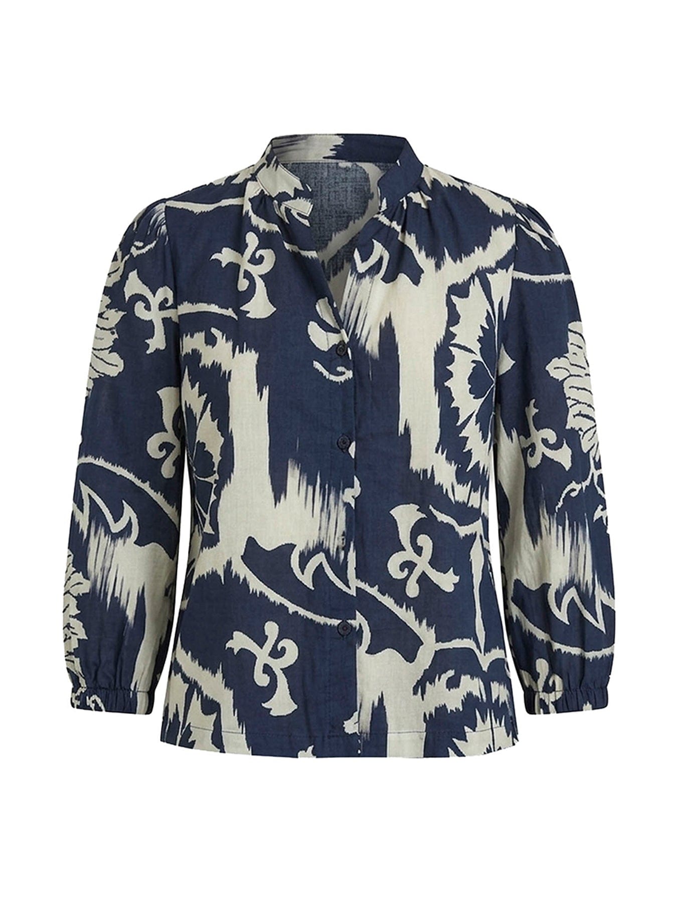 James Lakeland Ornamental Print Cotton Shirt Blue