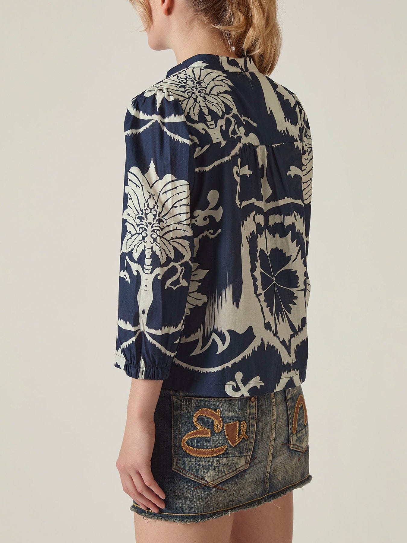 James Lakeland Ornamental Print Cotton Shirt Blue