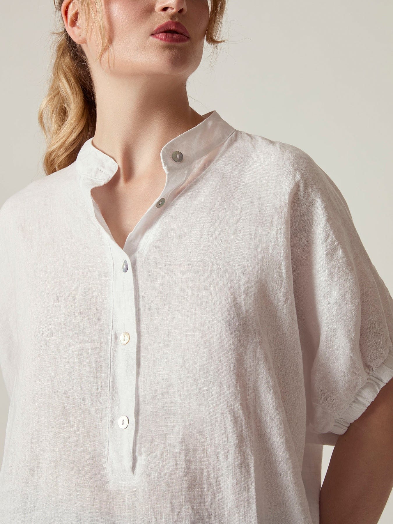 James Lakeland Relaxed Fit Linen Blouse White