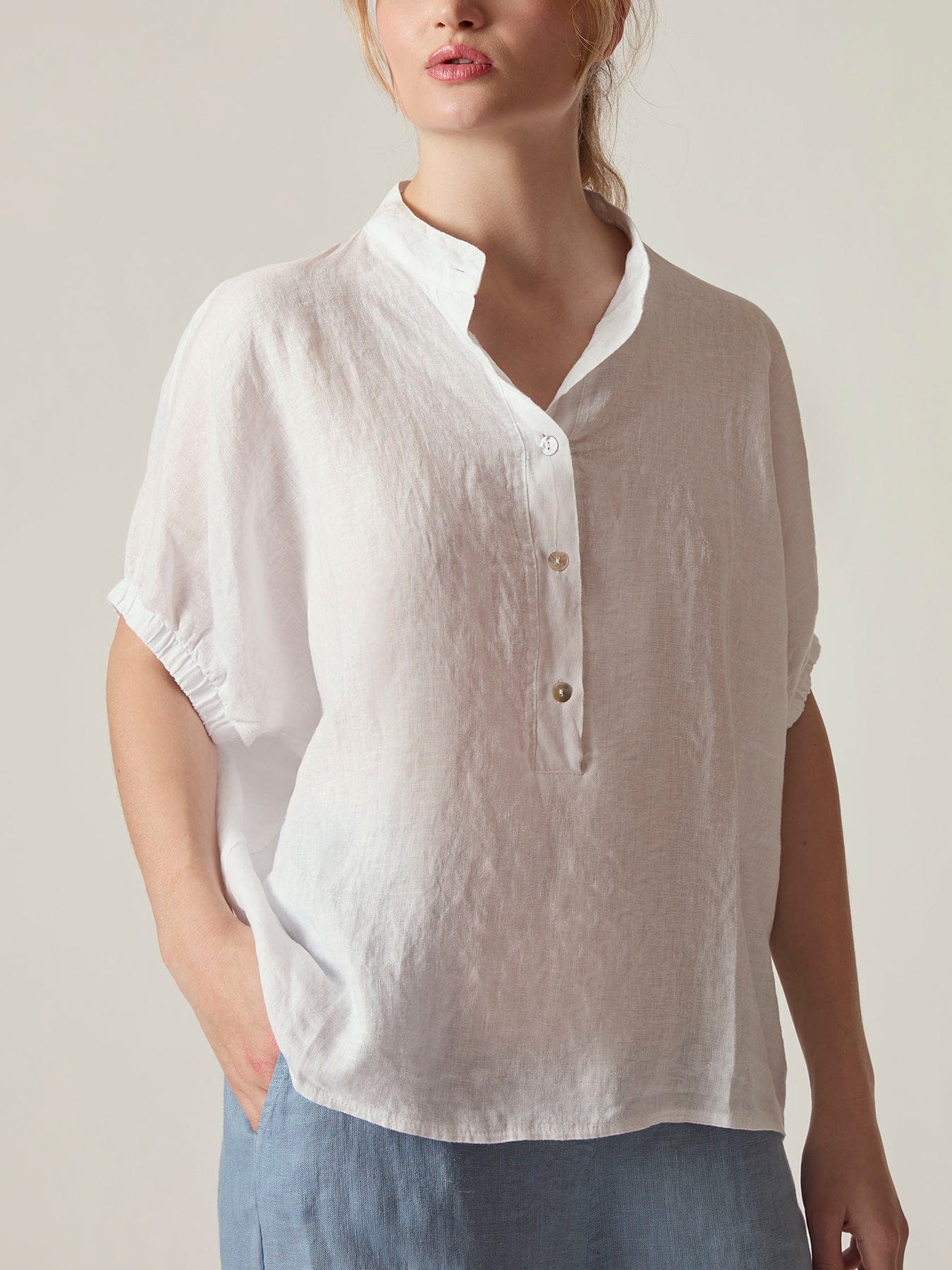 James Lakeland Relaxed Fit Linen Blouse White