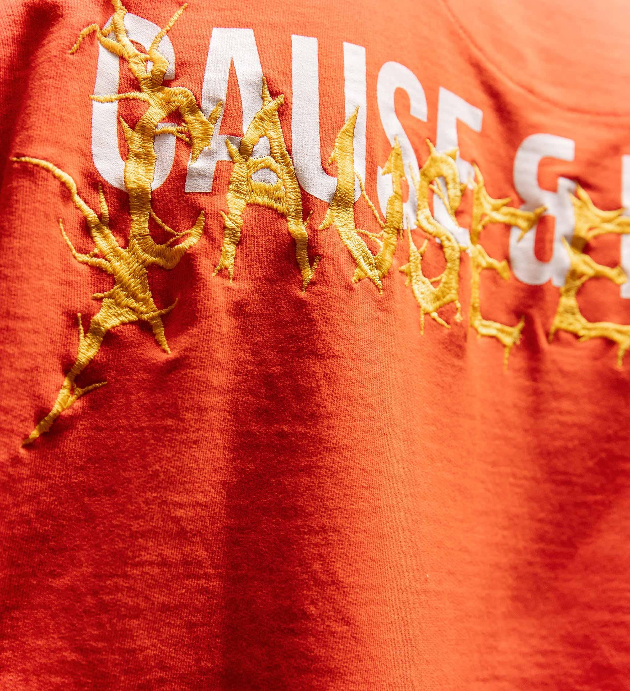 Cause & Effect Monstrosity Distressed Metal Embroidered T - shirt