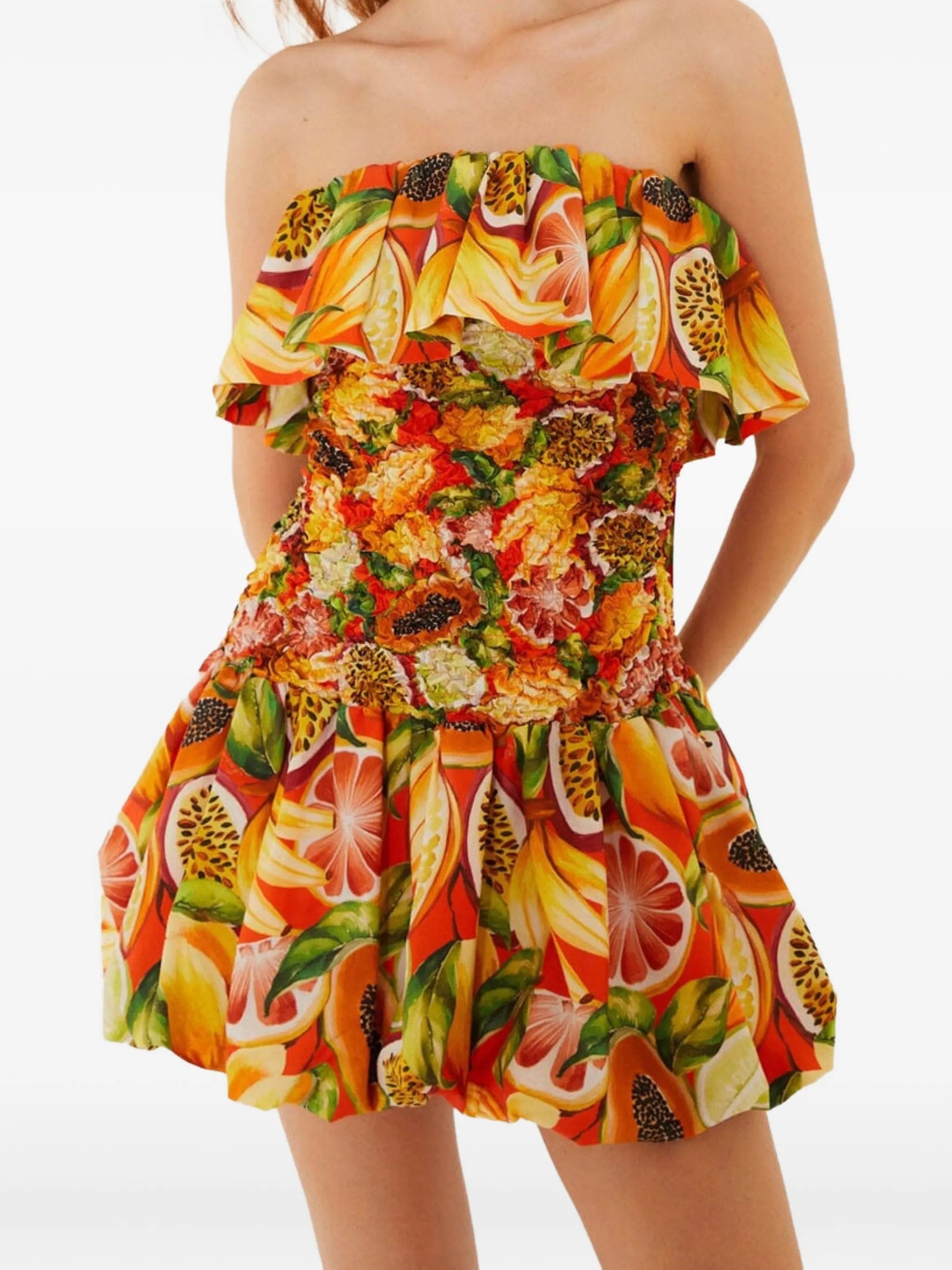 FARM Rio Fruit Garden ruffled dress