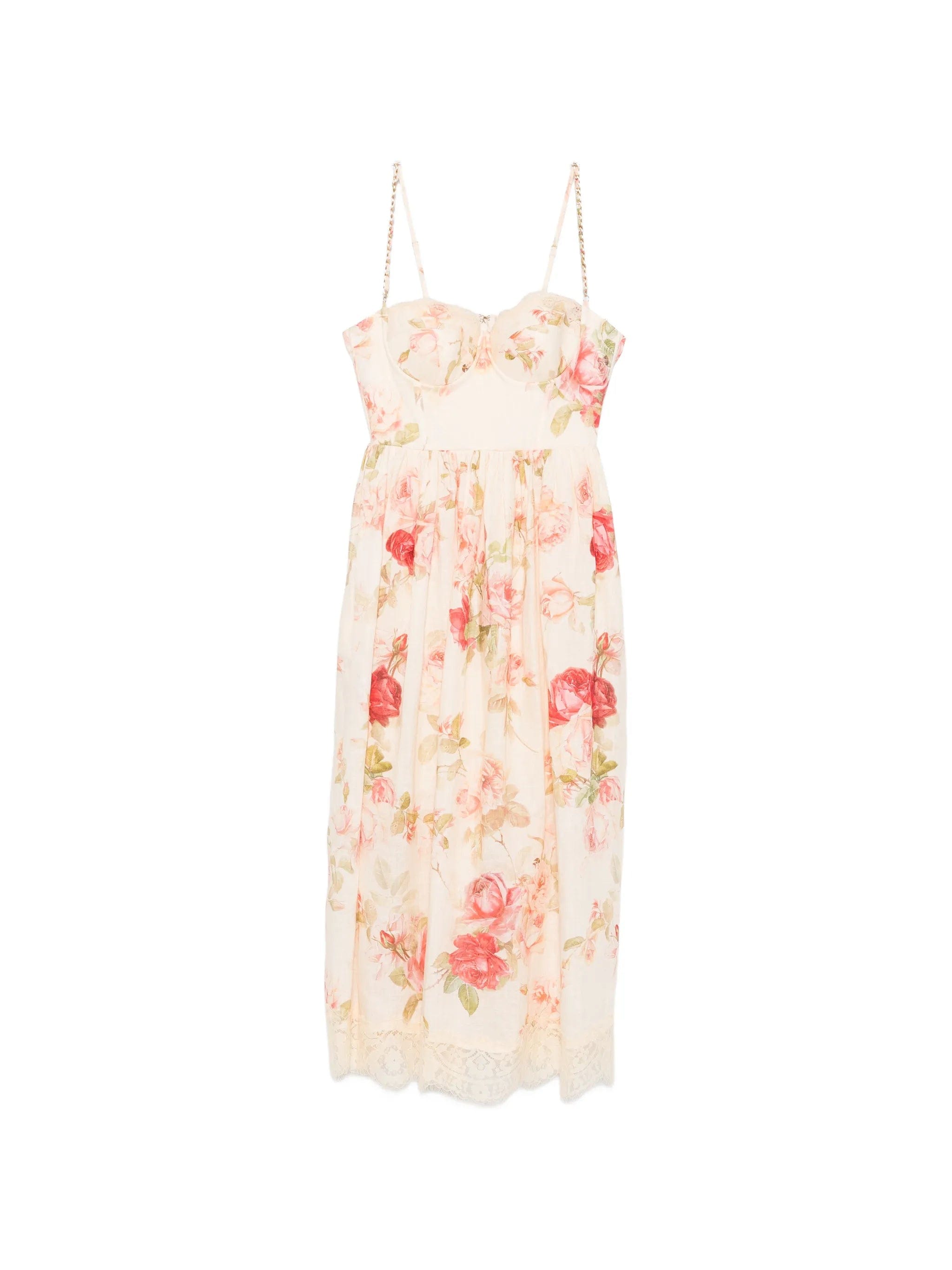 Zimmermann Roselight Picnic floral - print linen midi dress