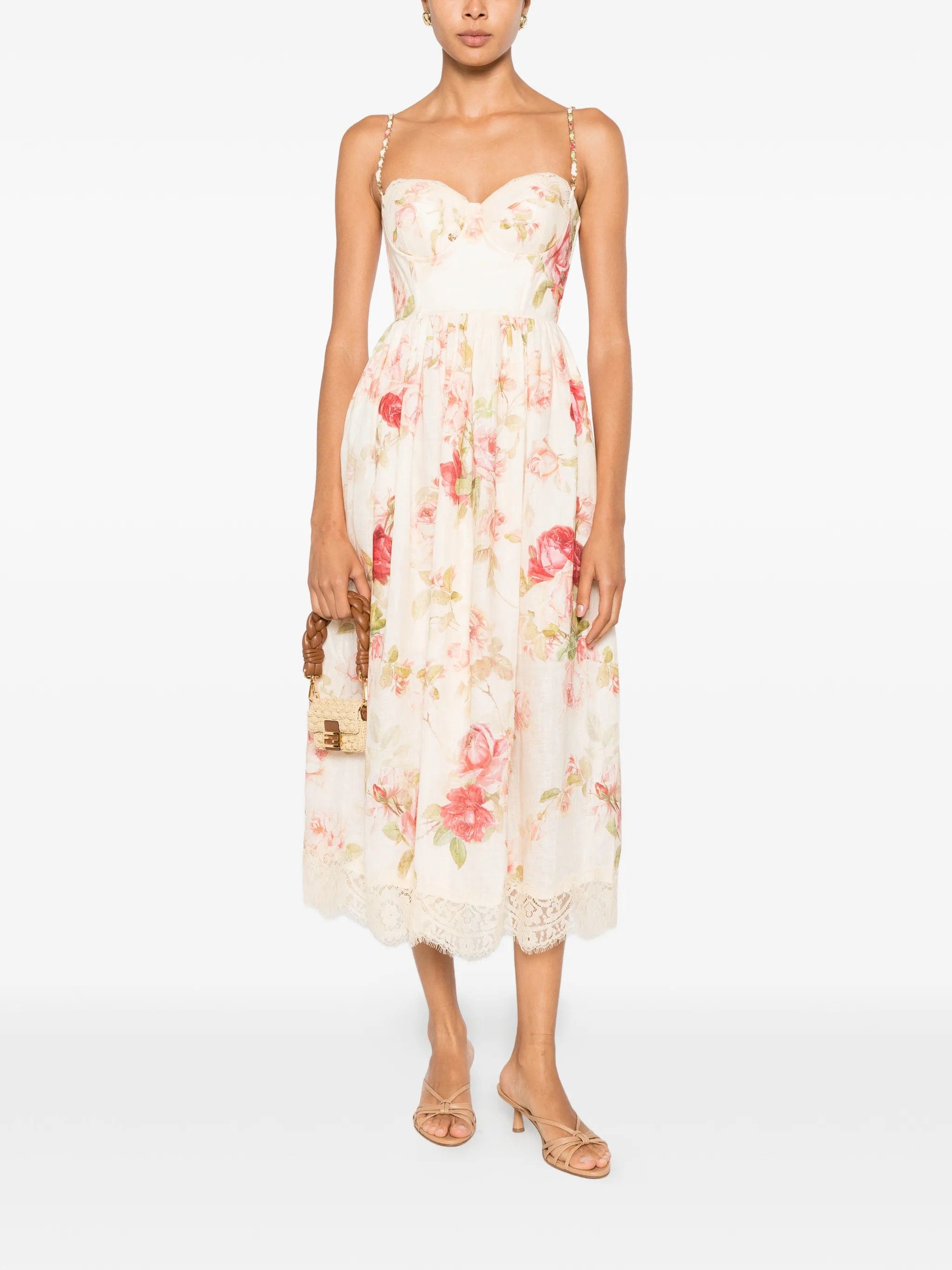 Zimmermann Roselight Picnic floral - print linen midi dress
