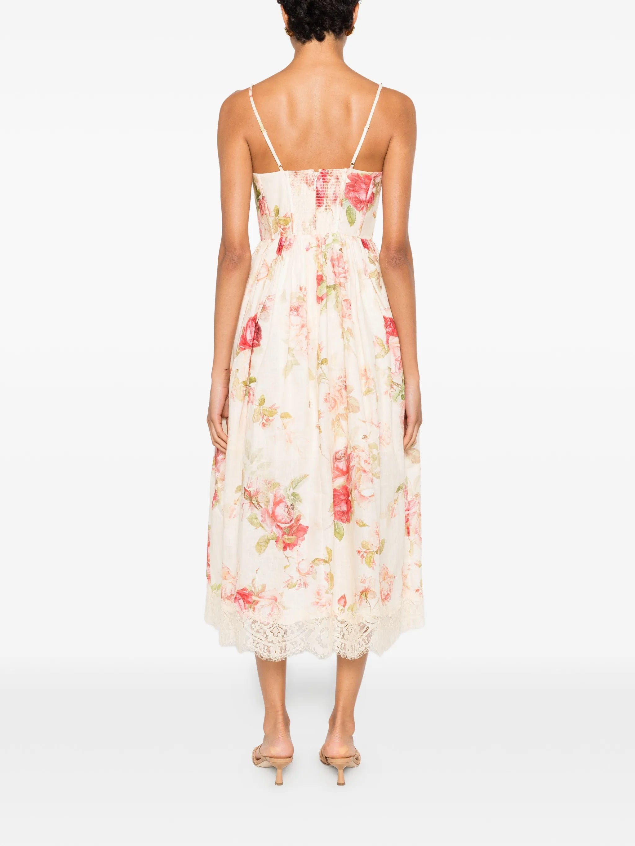 Zimmermann Roselight Picnic floral - print linen midi dress
