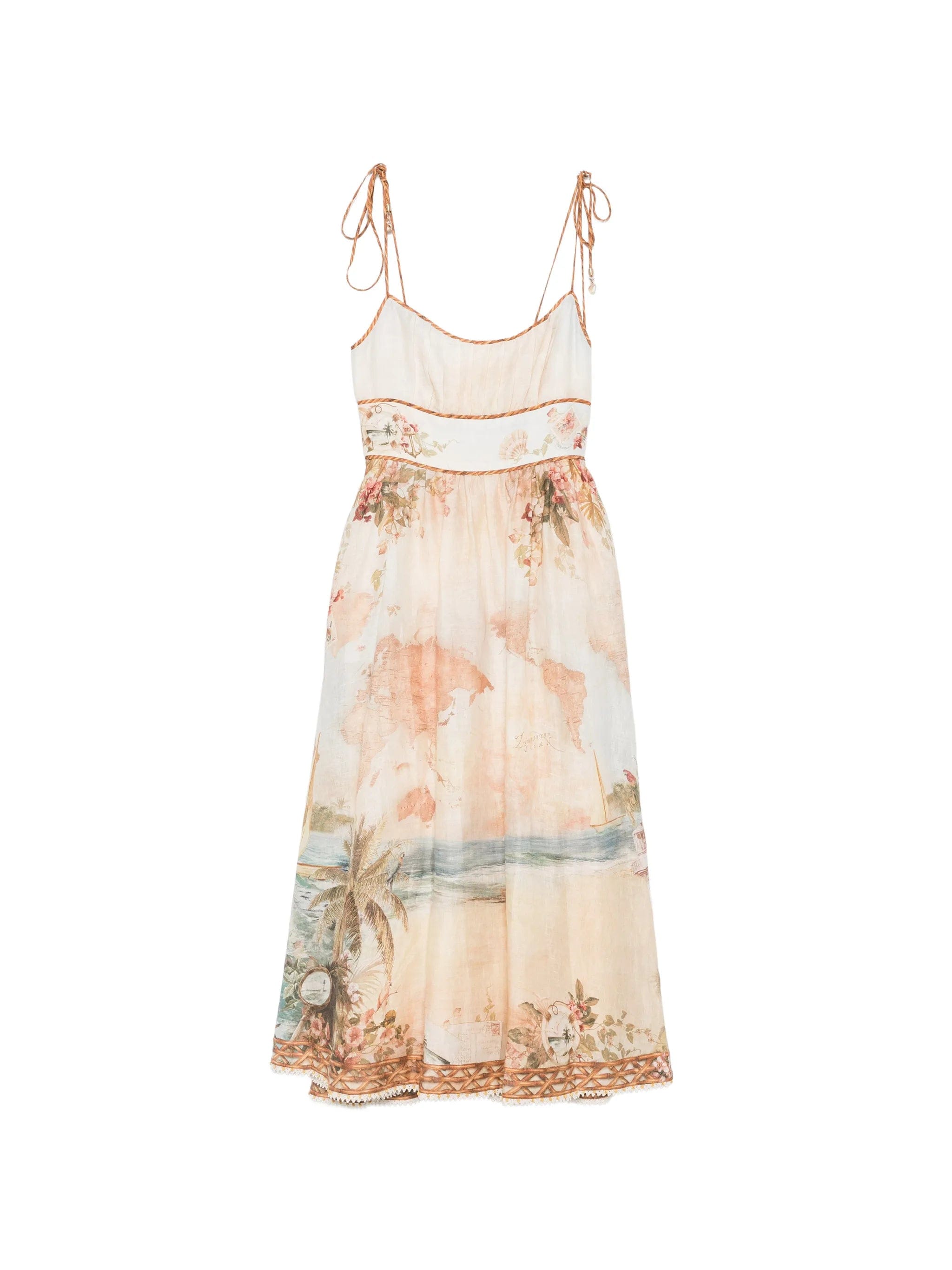 Zimmermann map - print tie - strap dress