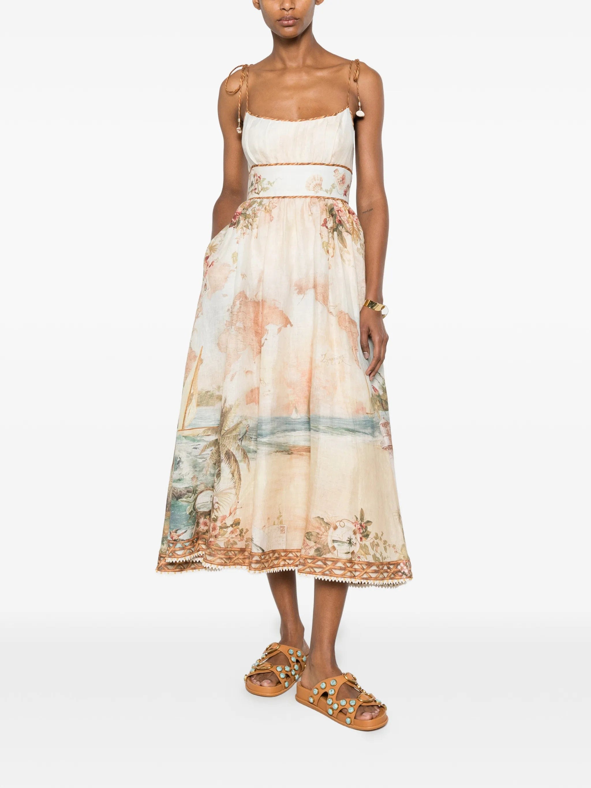 Zimmermann map - print tie - strap dress