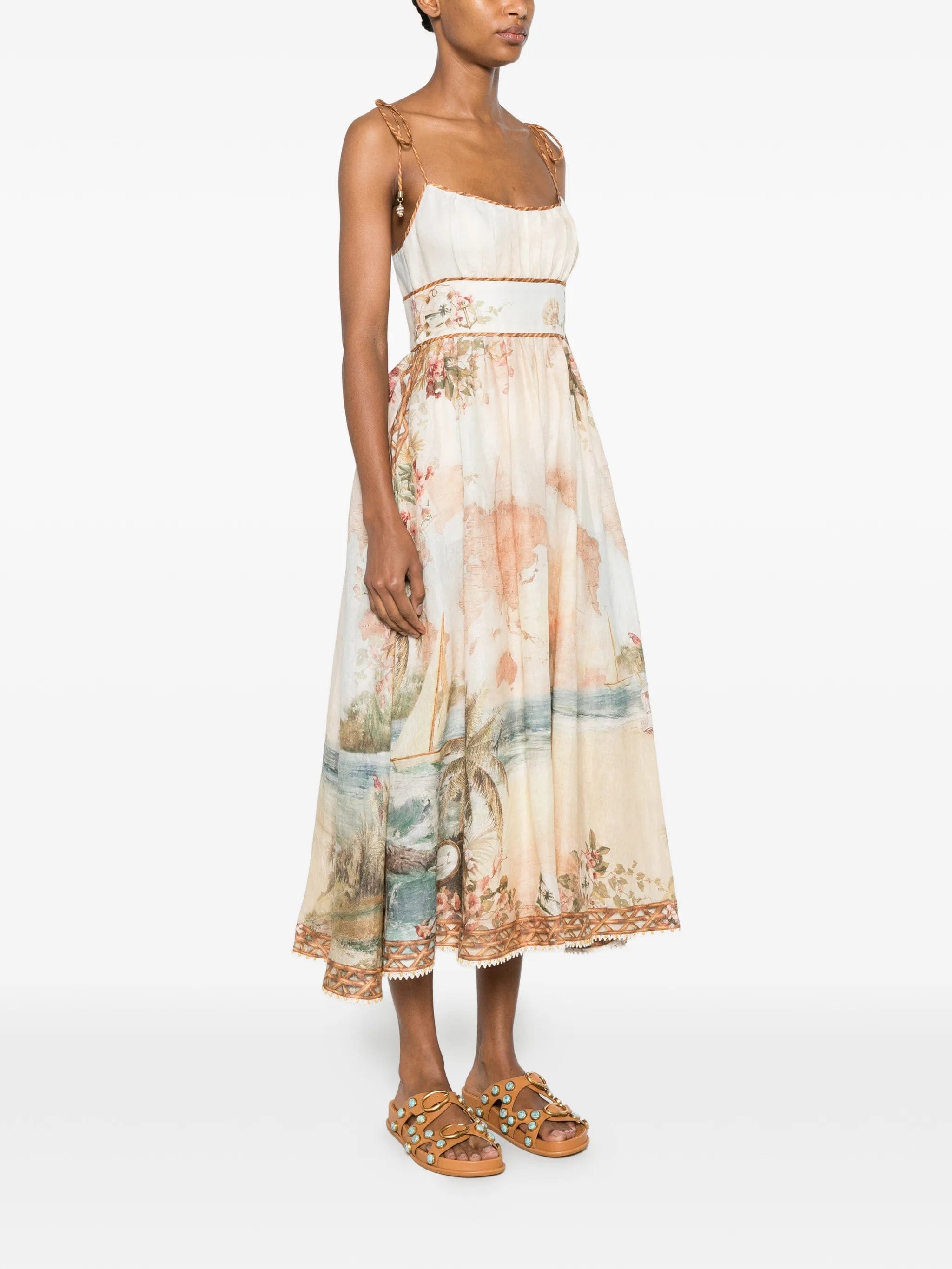 Zimmermann map - print tie - strap dress