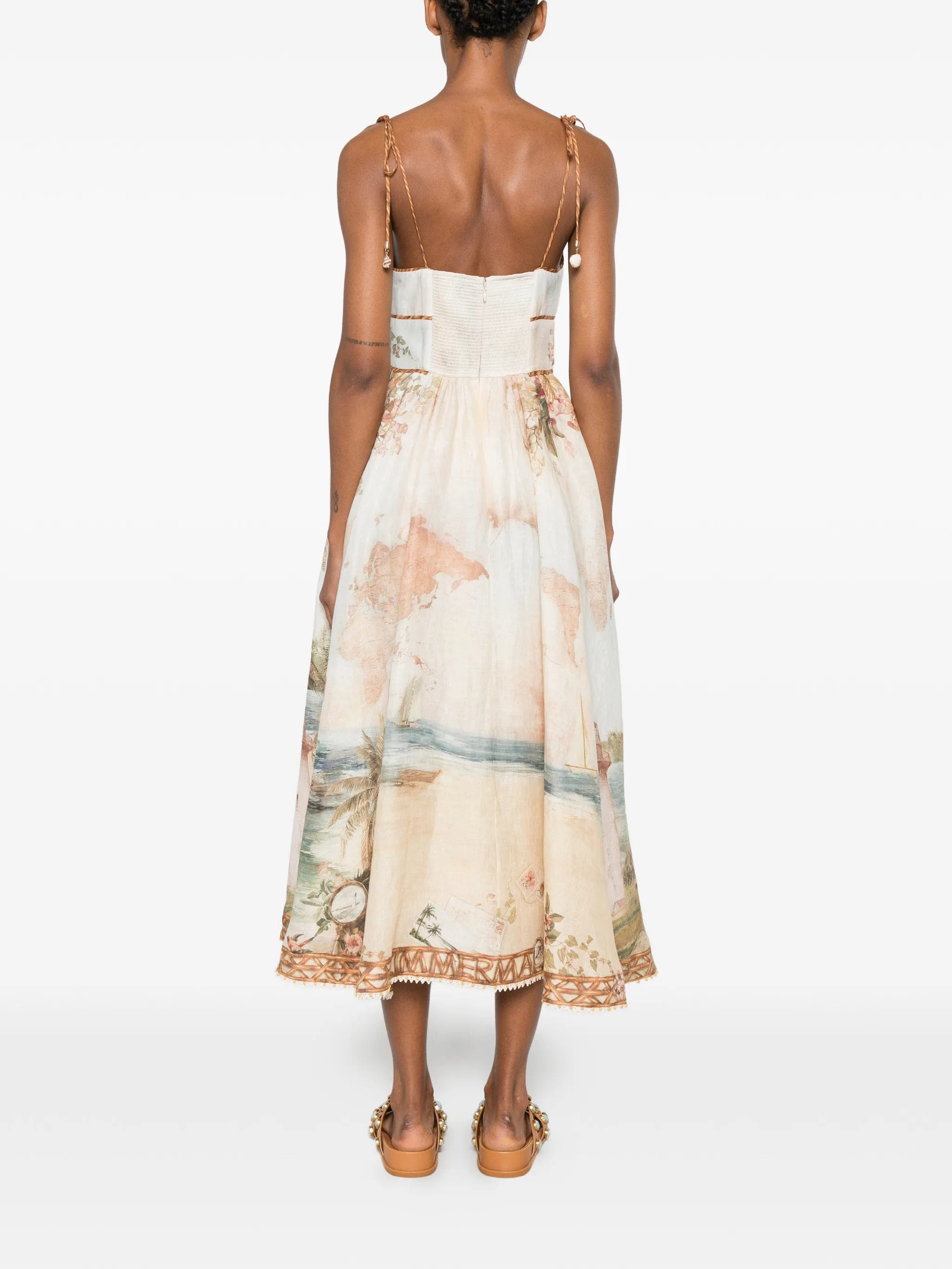 Zimmermann map - print tie - strap dress