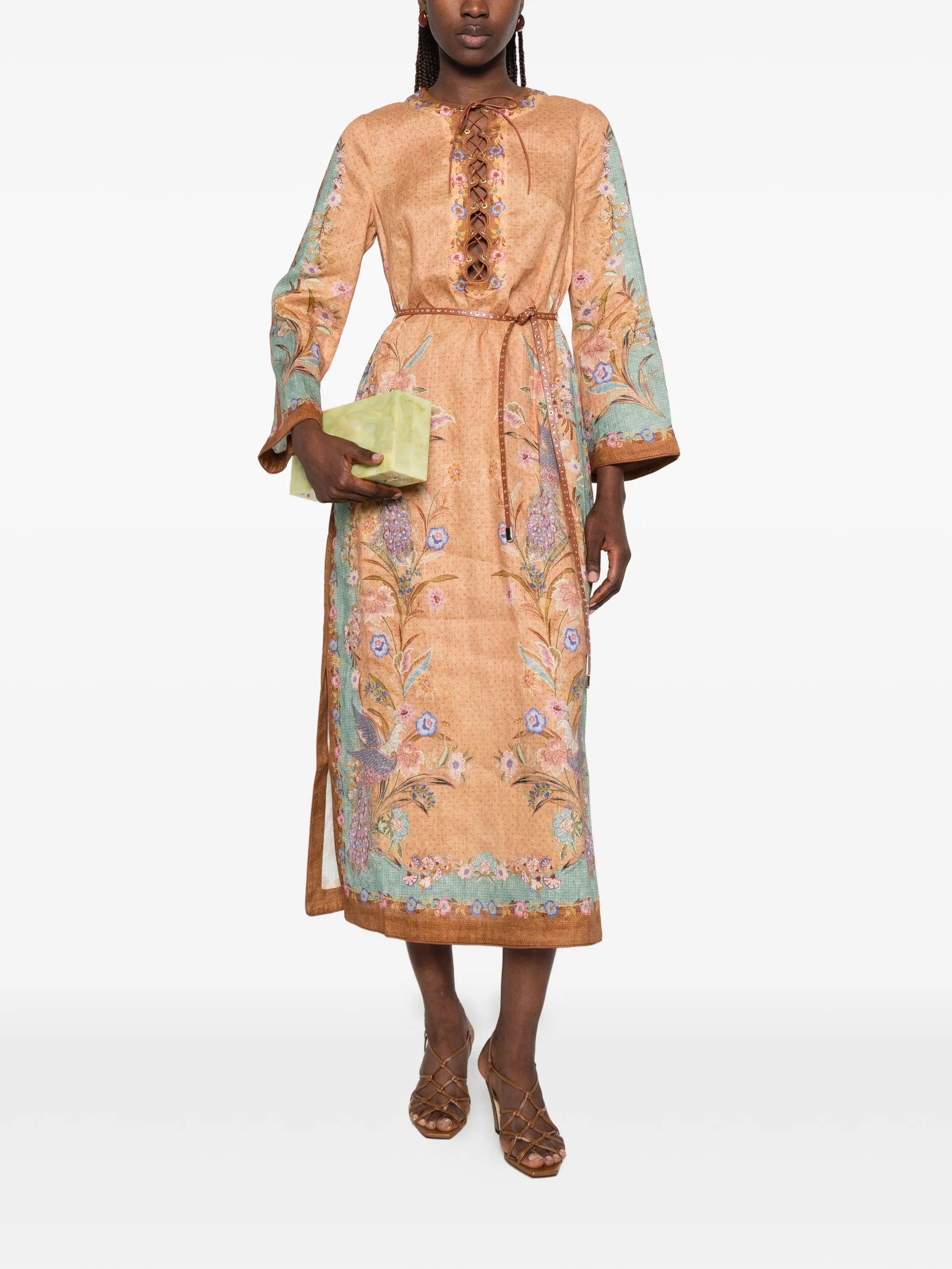 Zimmermann Indra lace - up floral - print midi dress