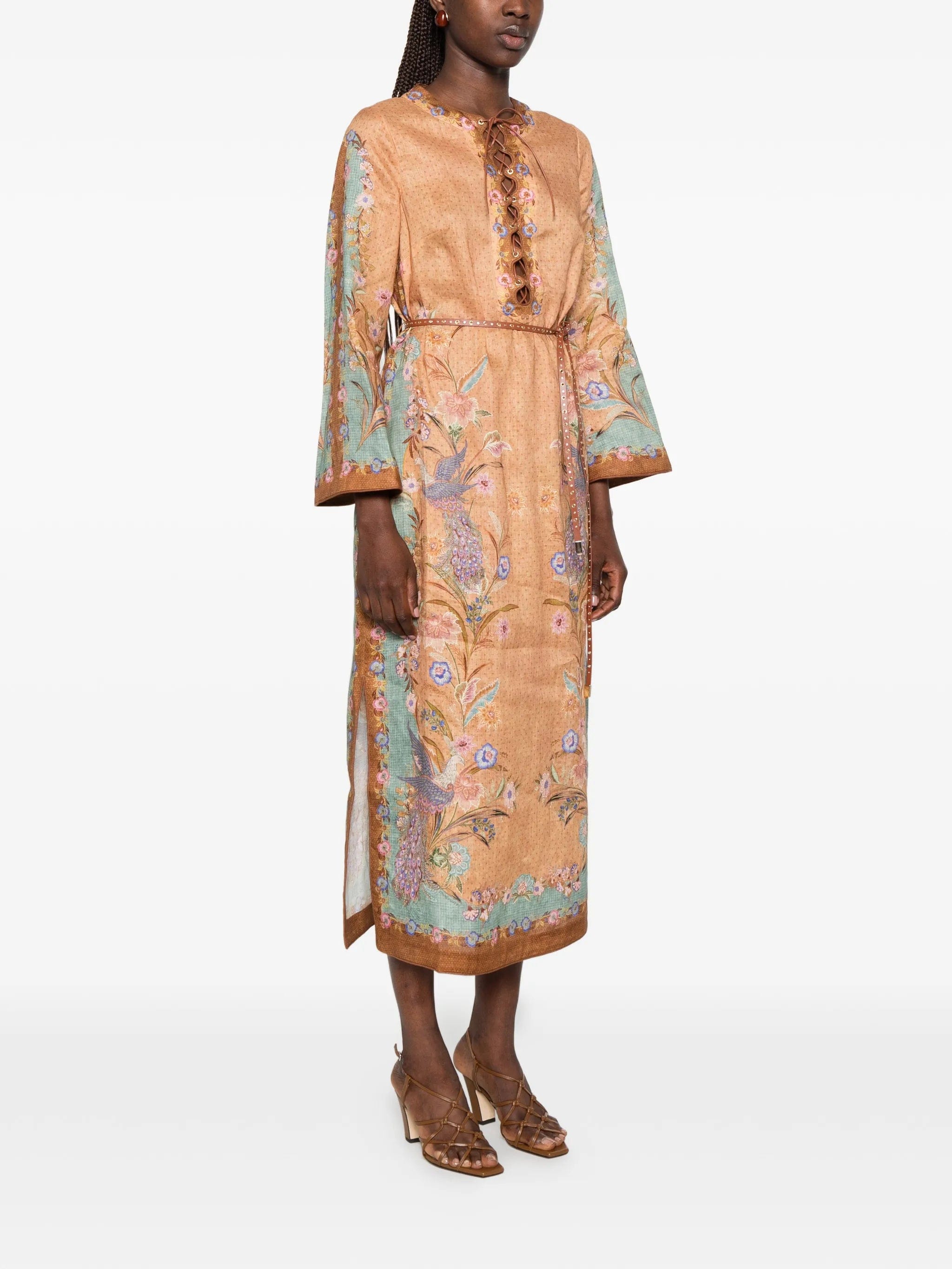 Zimmermann Indra lace - up floral - print midi dress