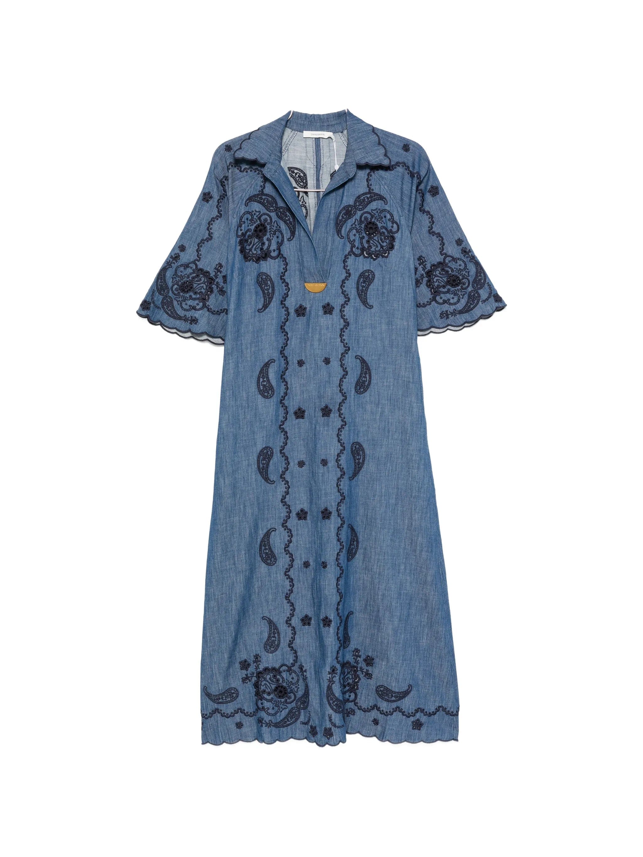 Zimmermann Aster paisley - embroidered scalloped - edge midi dress
