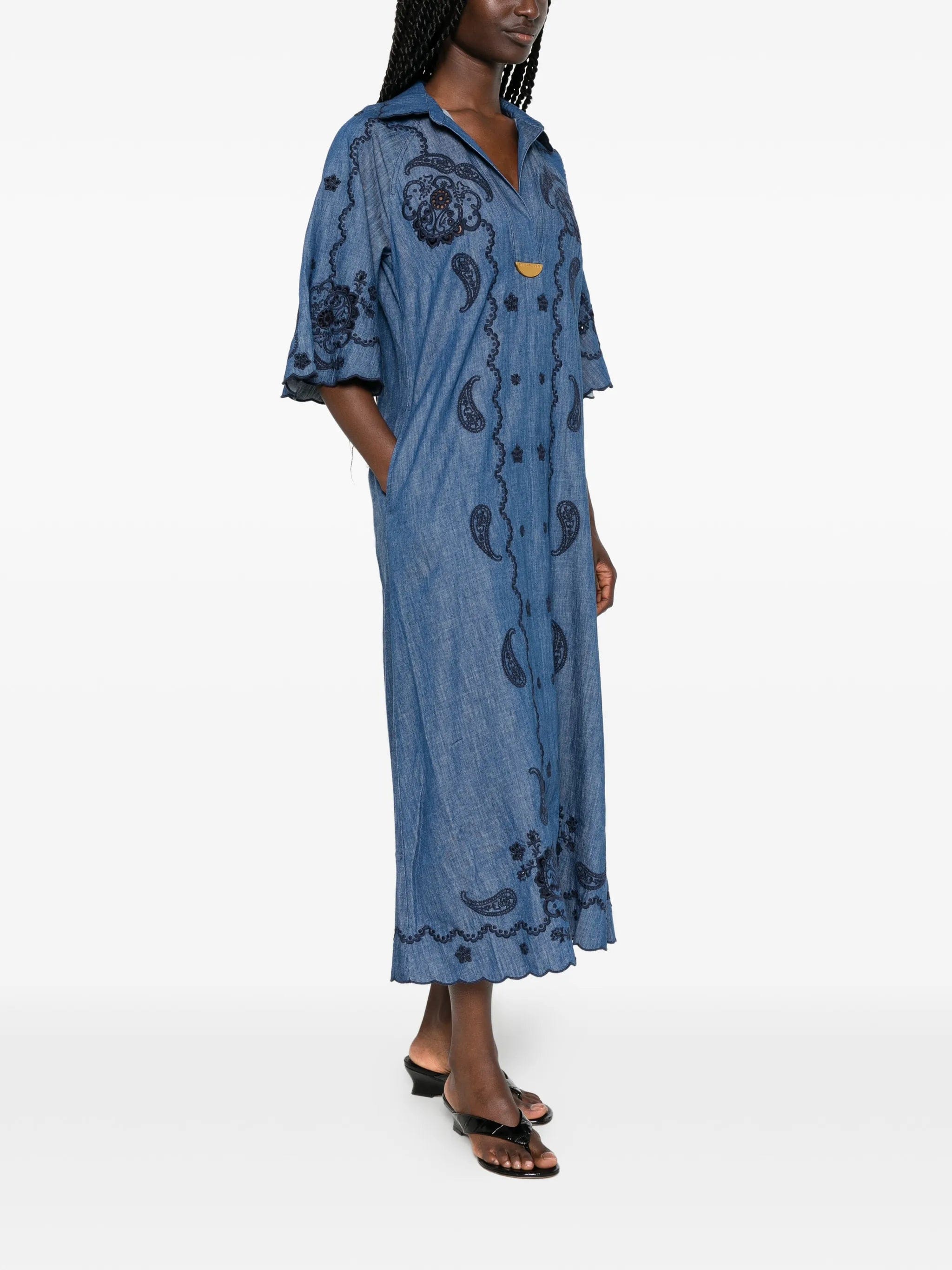 Zimmermann Aster paisley - embroidered scalloped - edge midi dress
