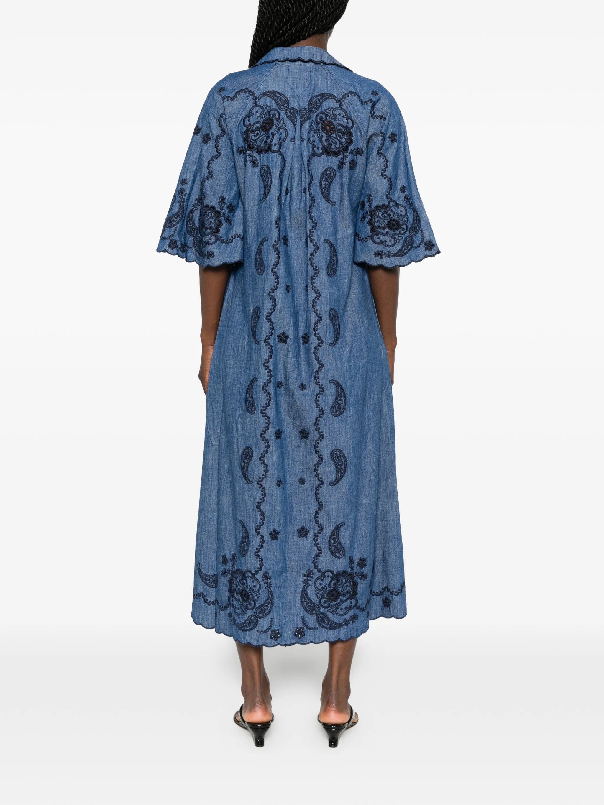 Zimmermann Aster paisley - embroidered scalloped - edge midi dress