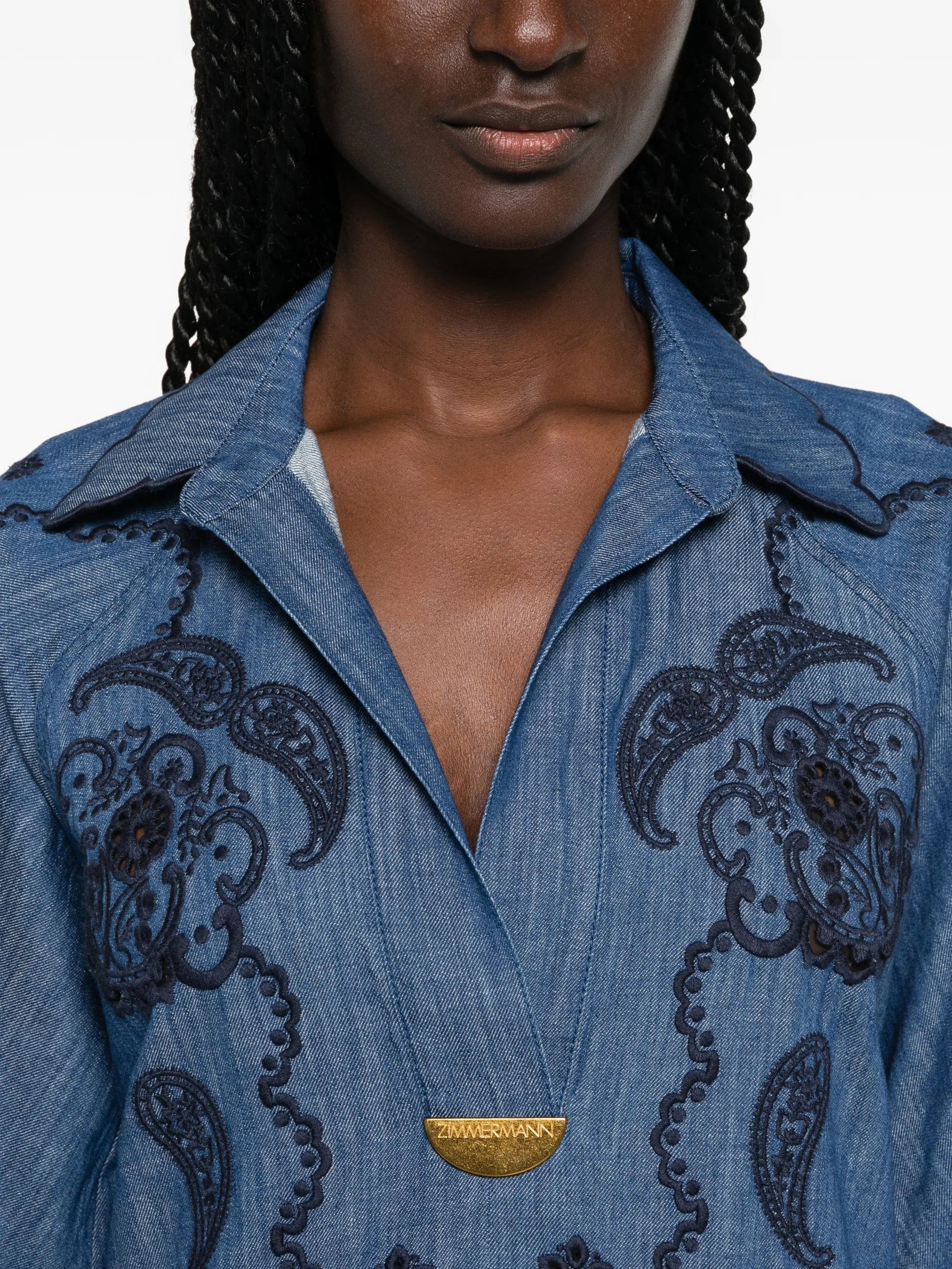Zimmermann Aster paisley - embroidered scalloped - edge midi dress