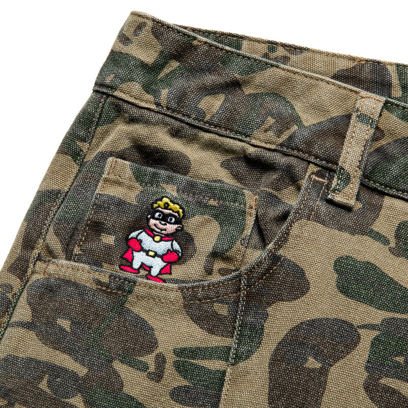 Kidsuper Face Camo Wide Leg Jean - Dark Green